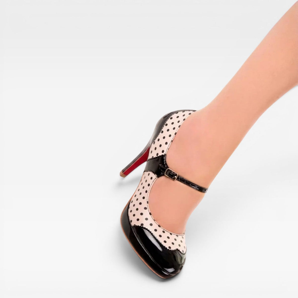 Polka Dot Mary Jane Pumps, Retro Patent Platform Heels