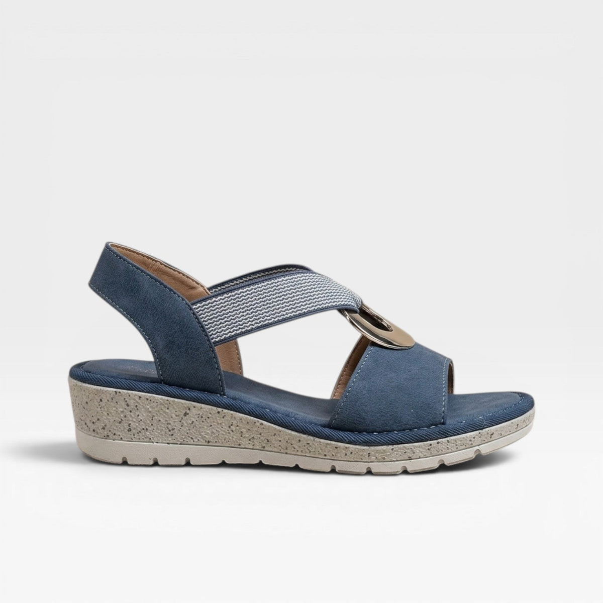 Toe Loop Flat Sandals, Gold Ring Slingback Comfort Sole