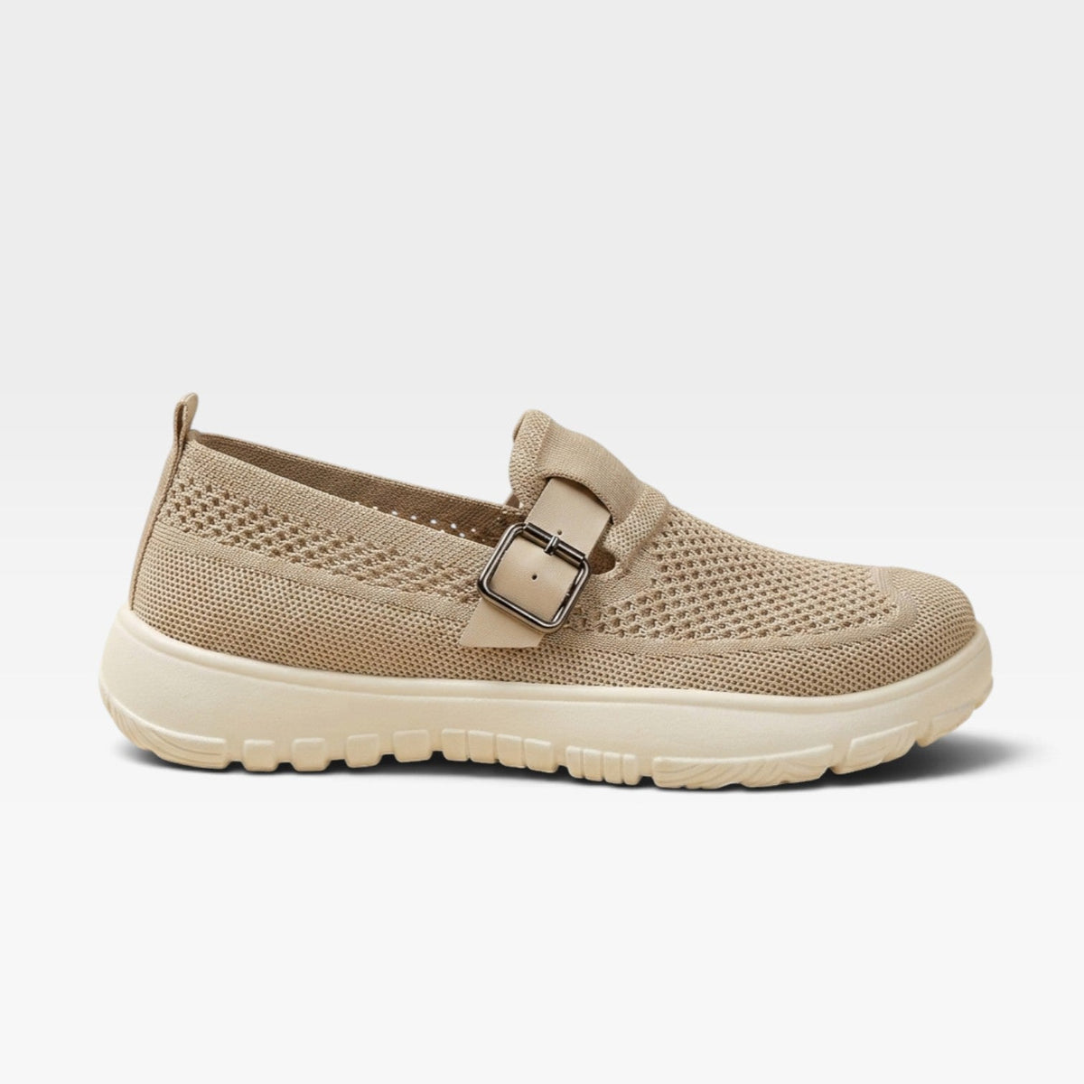 Knit Slip On Sneakers, Cushioned Platform Buckle Trim
