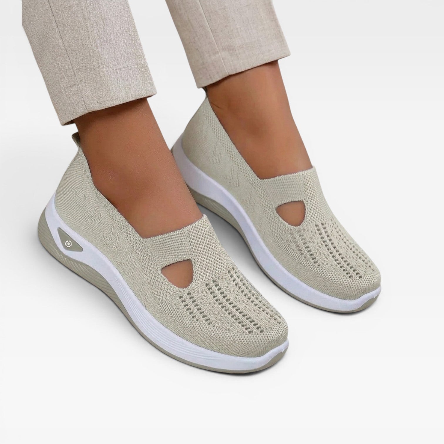 Arch Support Slip On Trainers, Cushioned Knit Shoes