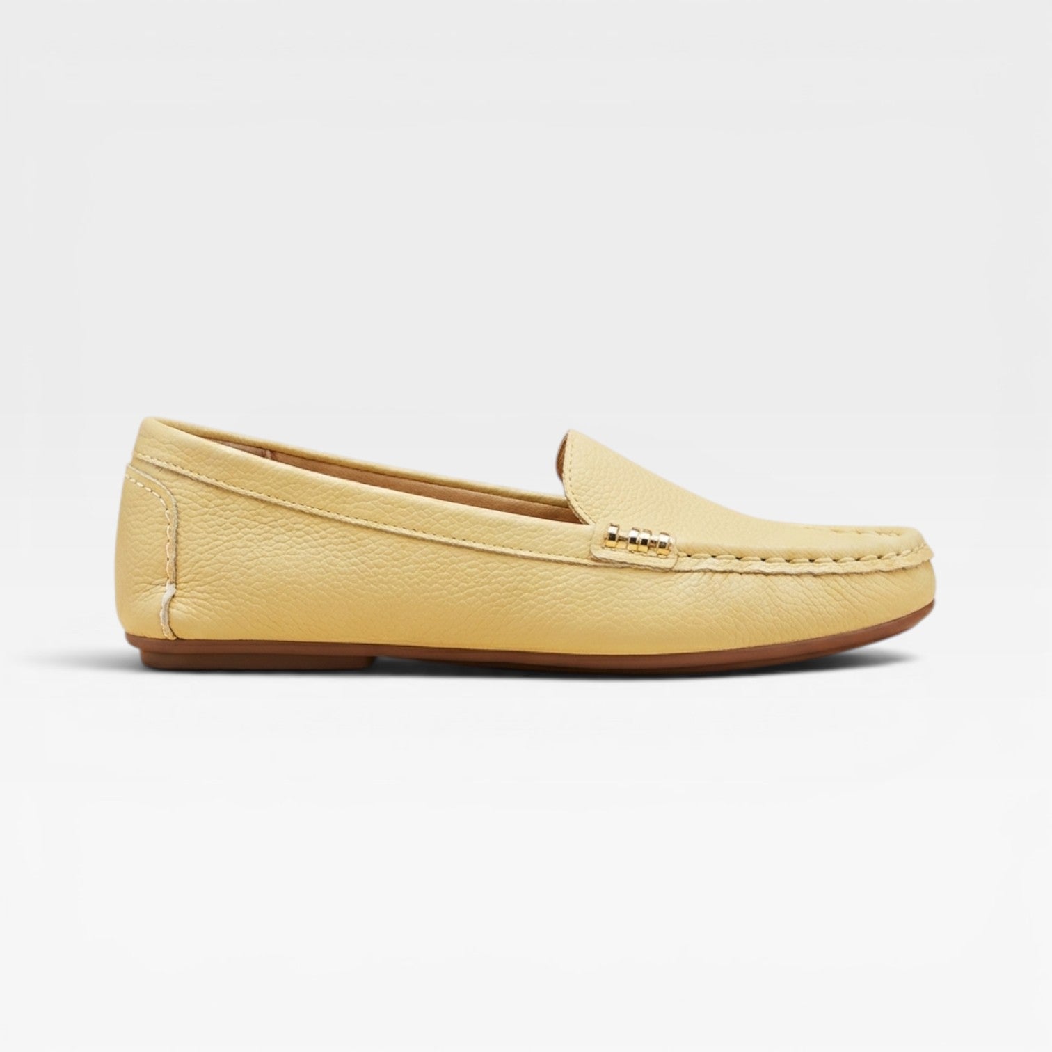 Leather Bit Loafers, Gold Buckle Slip On Flat Shoes