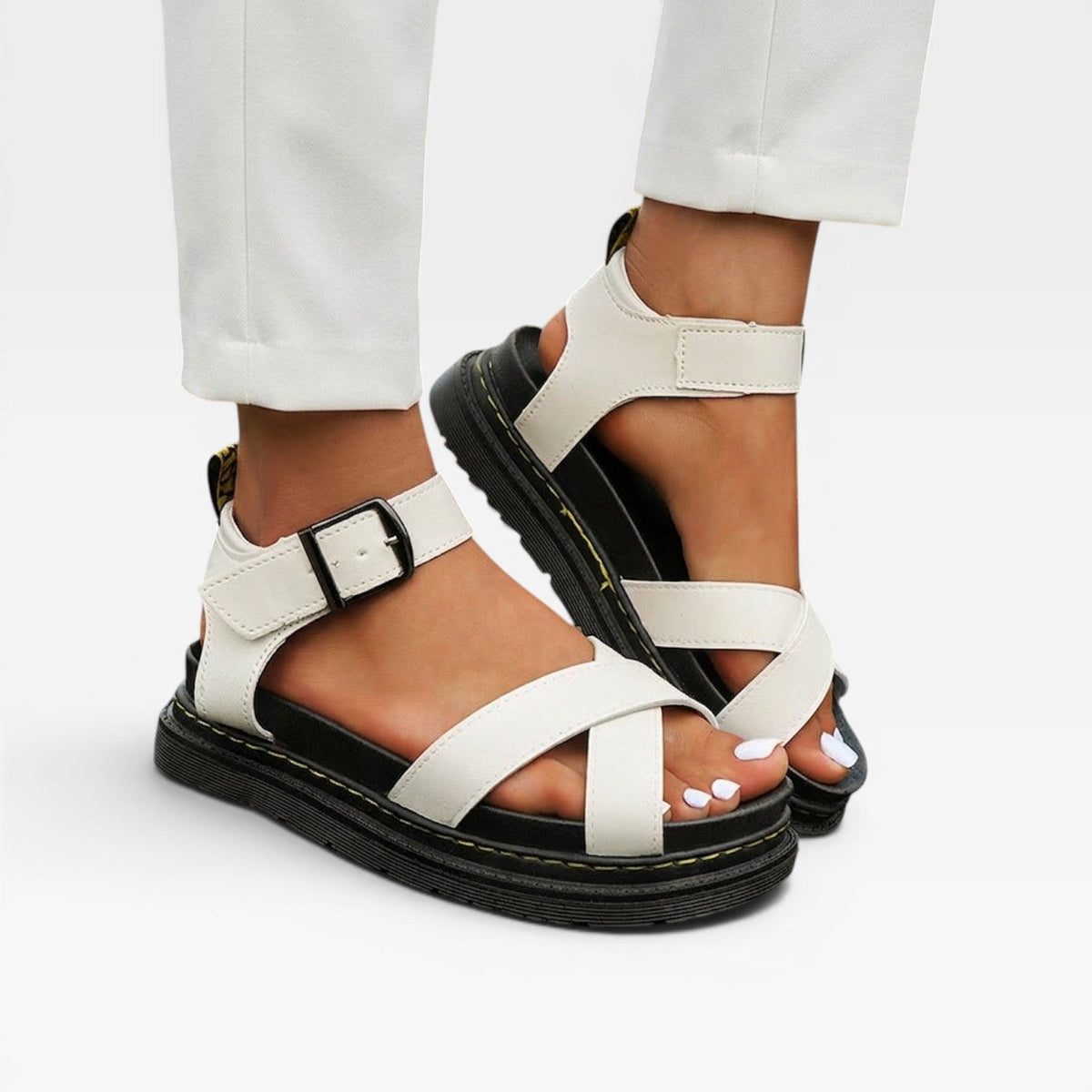 Chunky Platform Sandals, Cross Strap Buckle Summer Shoes