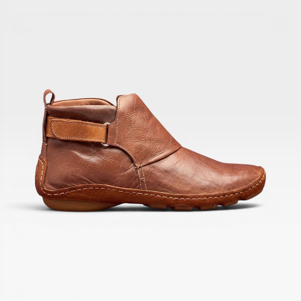 Hand Stitched Ankle Boots, Elastic Gore Low Wedge Sole