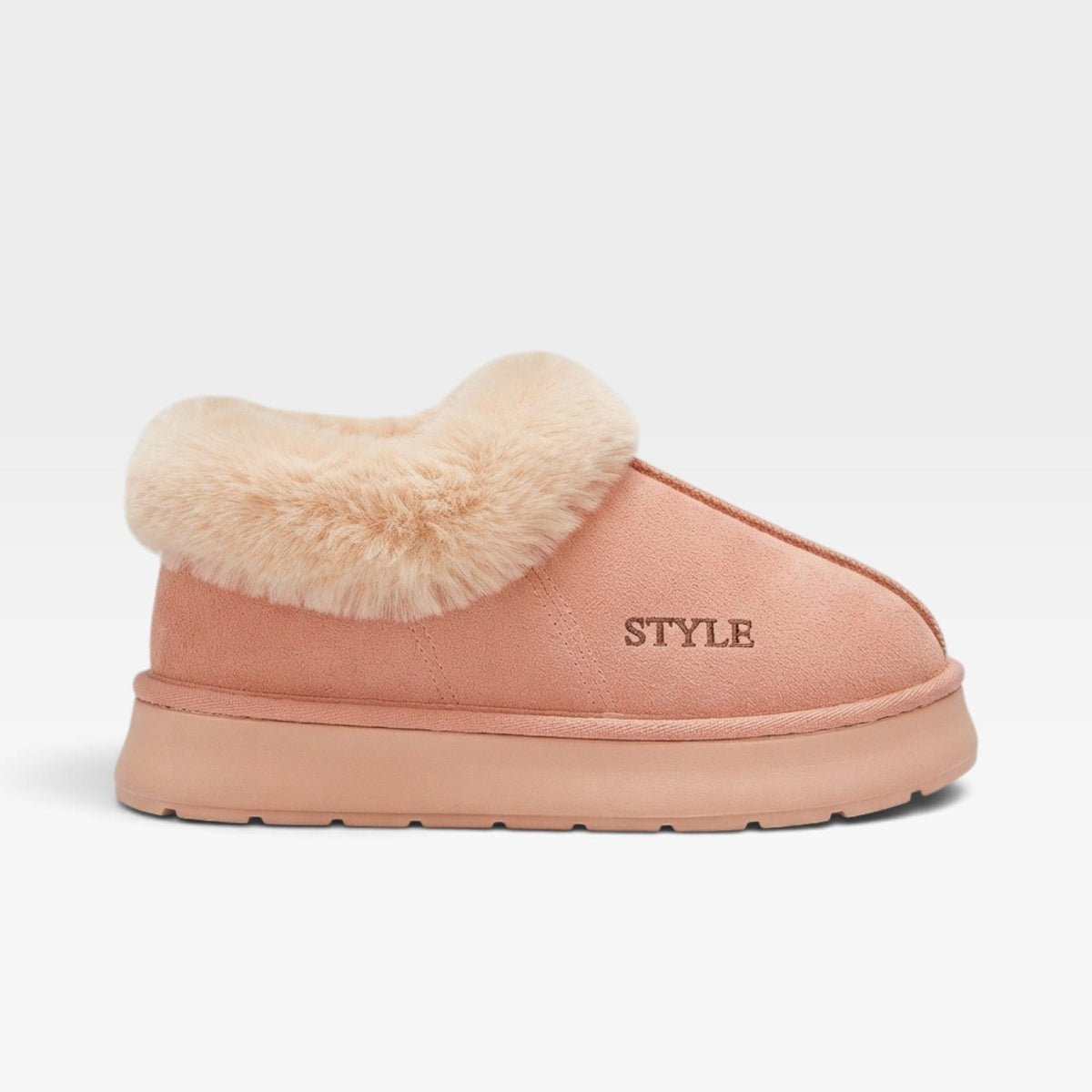Suede Ankle Boots with Fur Trim, Anti Slip Cushion Sole
