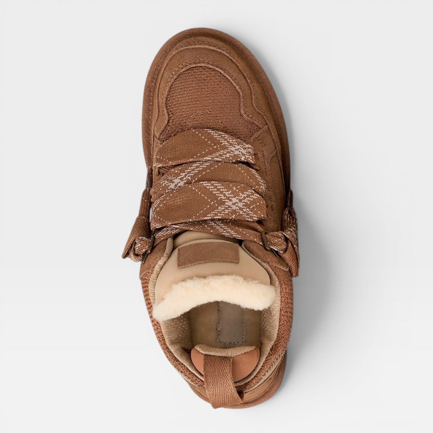 Shearling Lined Suede Sneakers, Chunky Cushion Sole