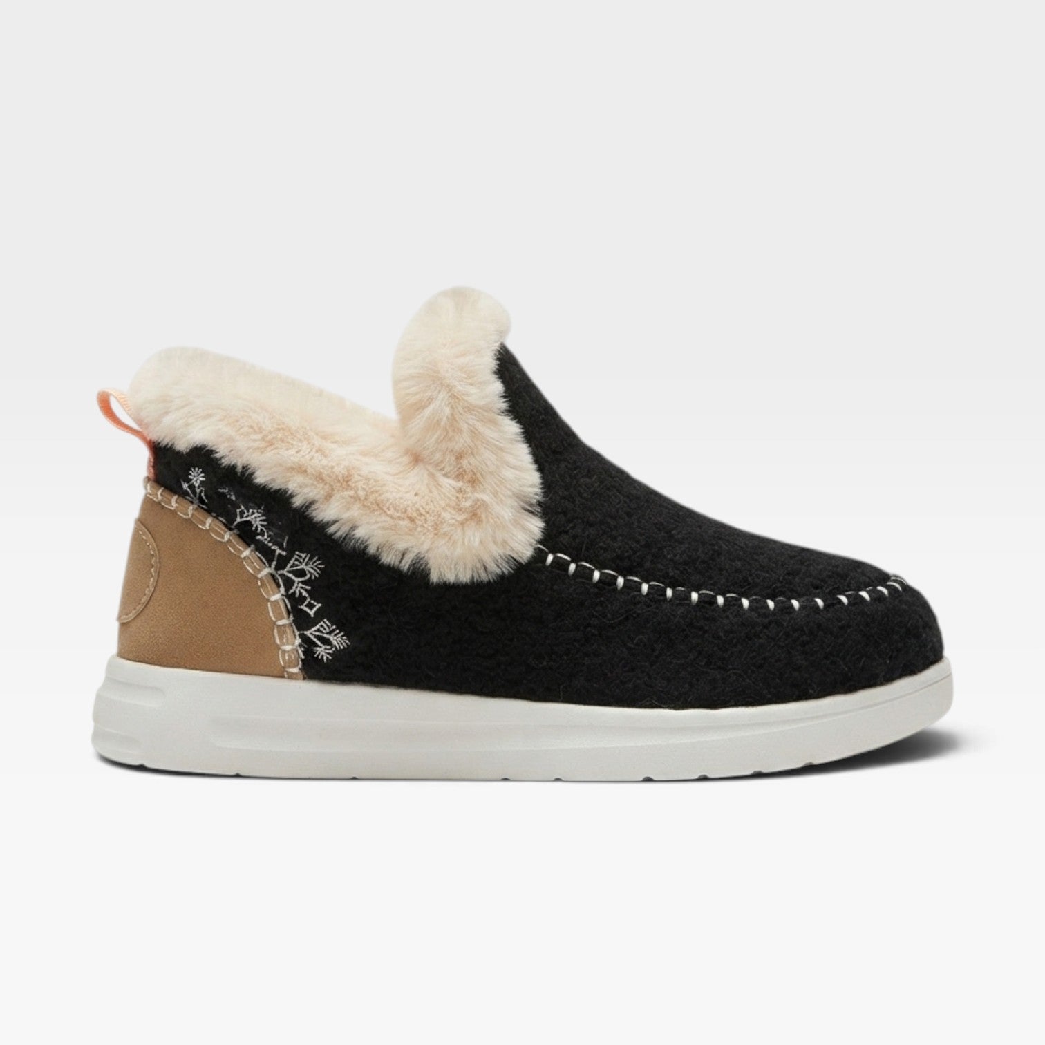 Wool Felt Ankle Boots, Moc Toe Fleece Lined Platform