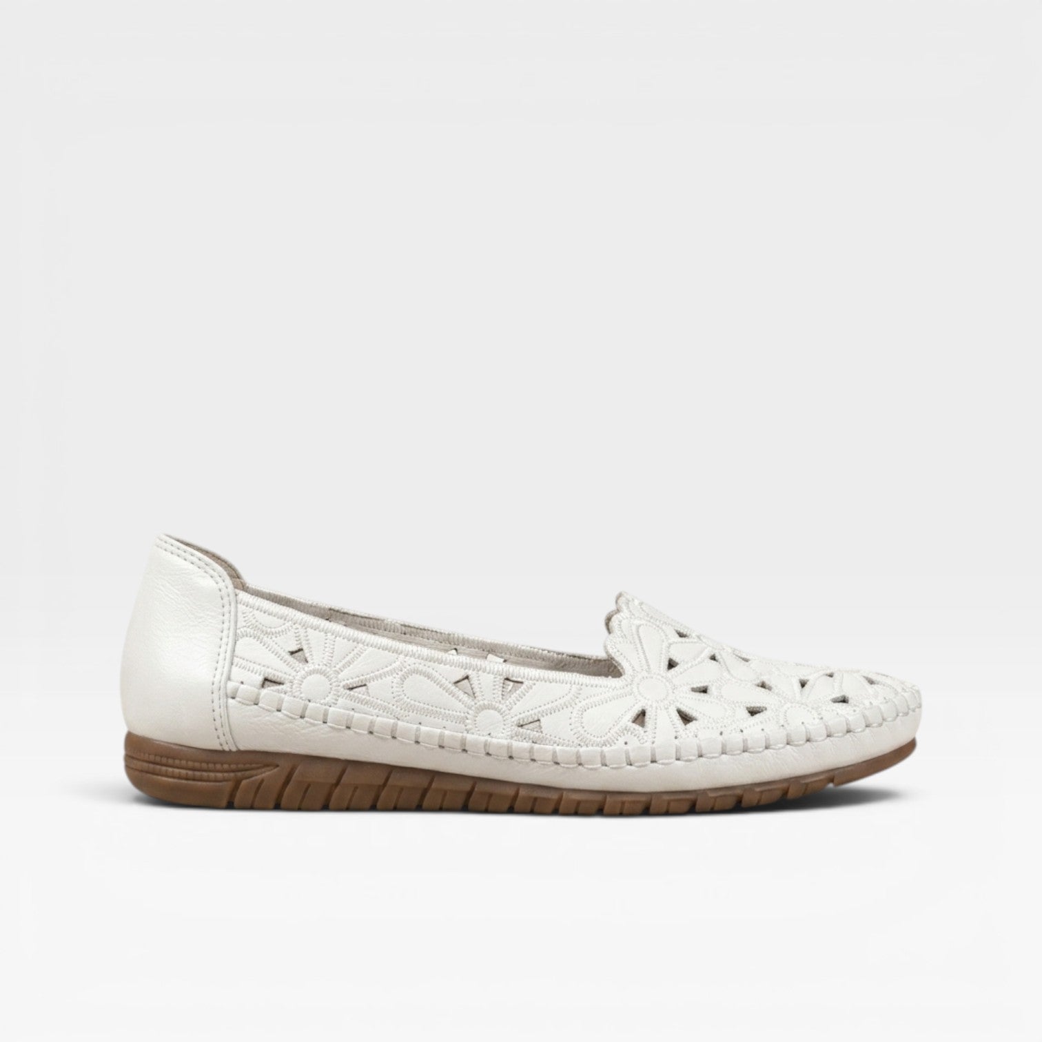 Floral Cutout Flats, Slip On Round Toe Summer Shoes