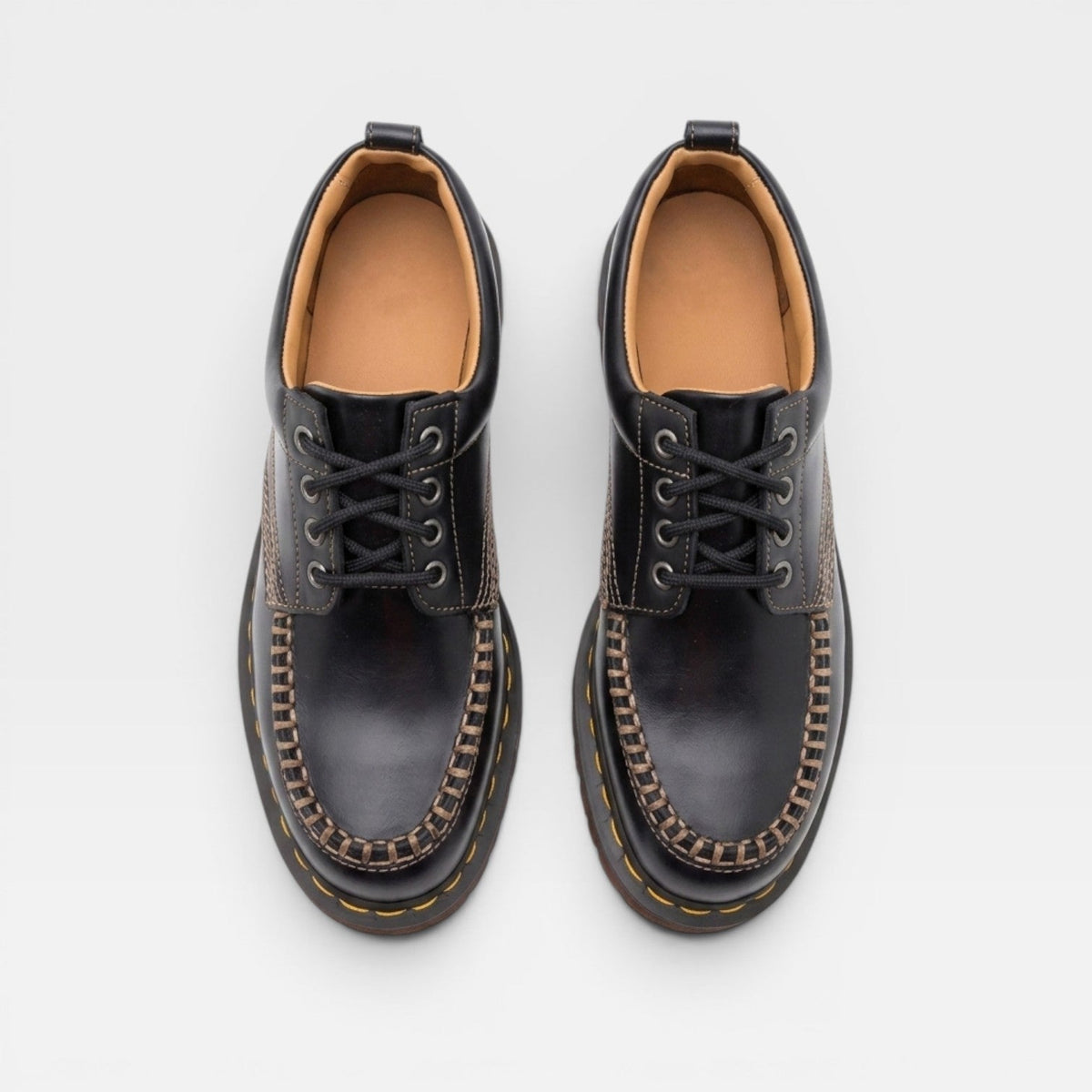 Genuine Cowhide Leather Derby Shoes, Lace Up Oxfords