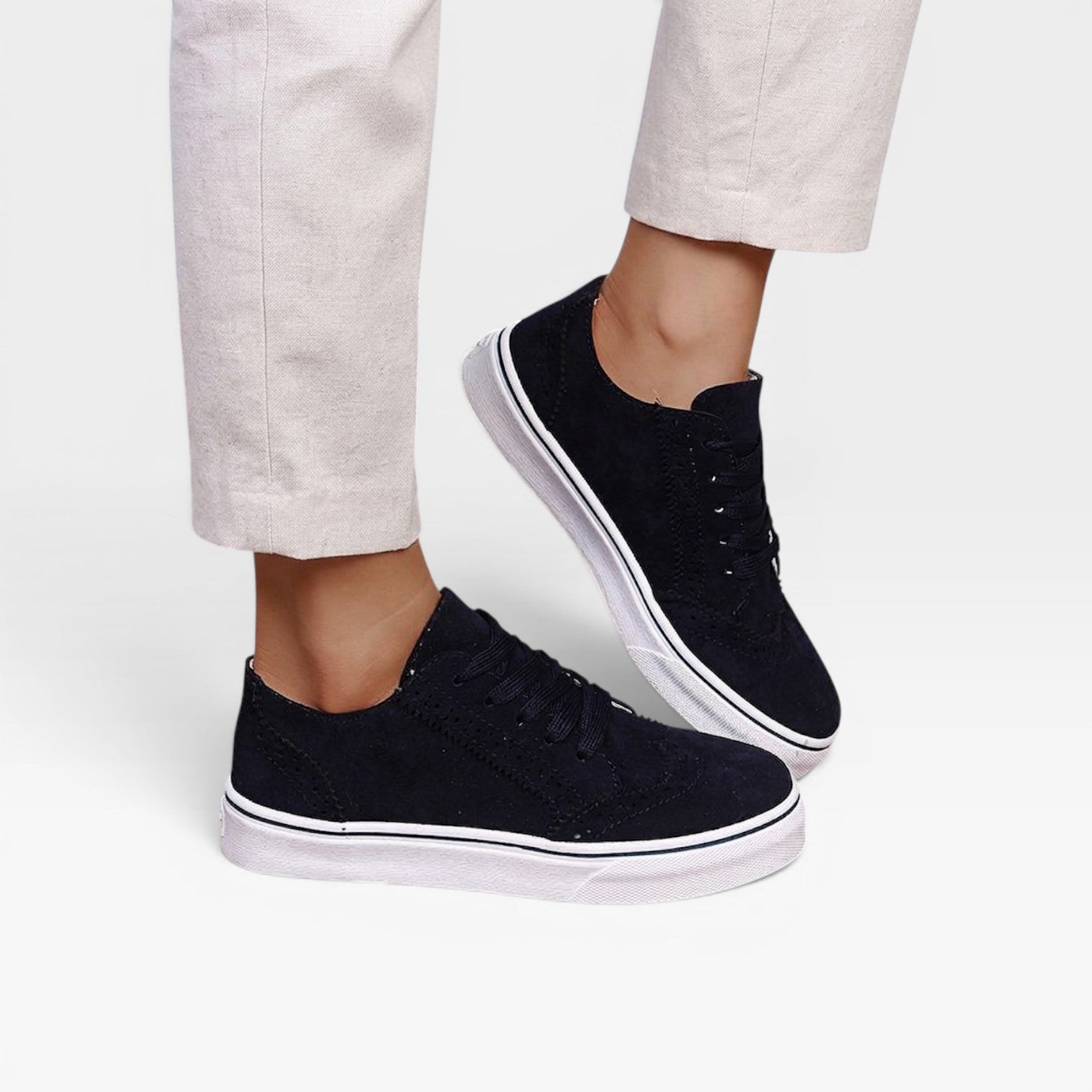 Suede Look Brogue Trainers, Lace Up Platform Shoes