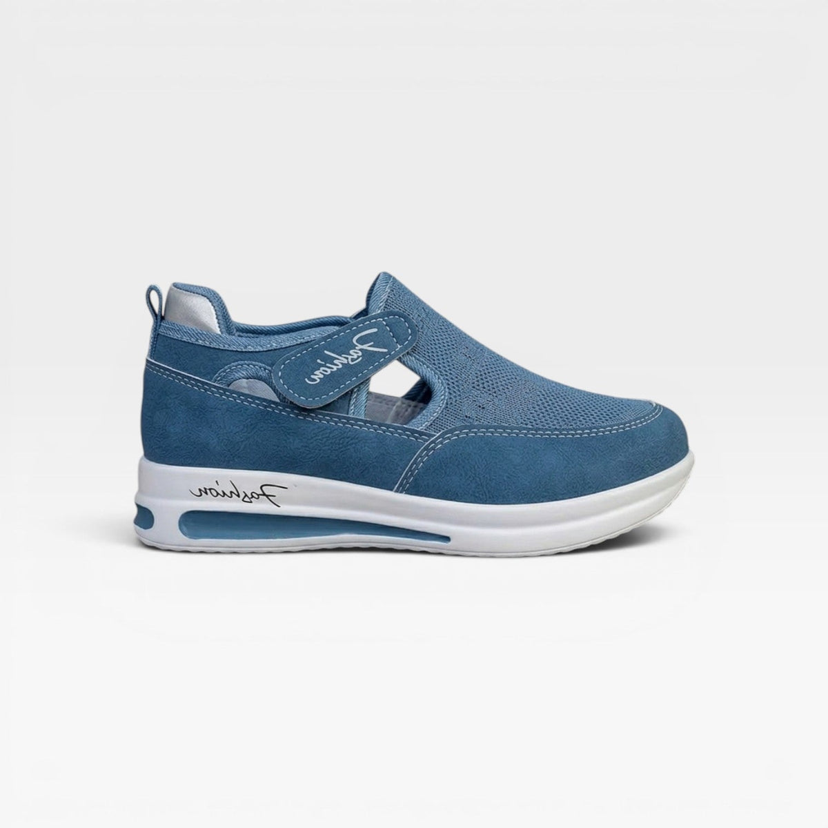 Velcro Strap Platform Trainers, Cutout Mesh Walk Shoes