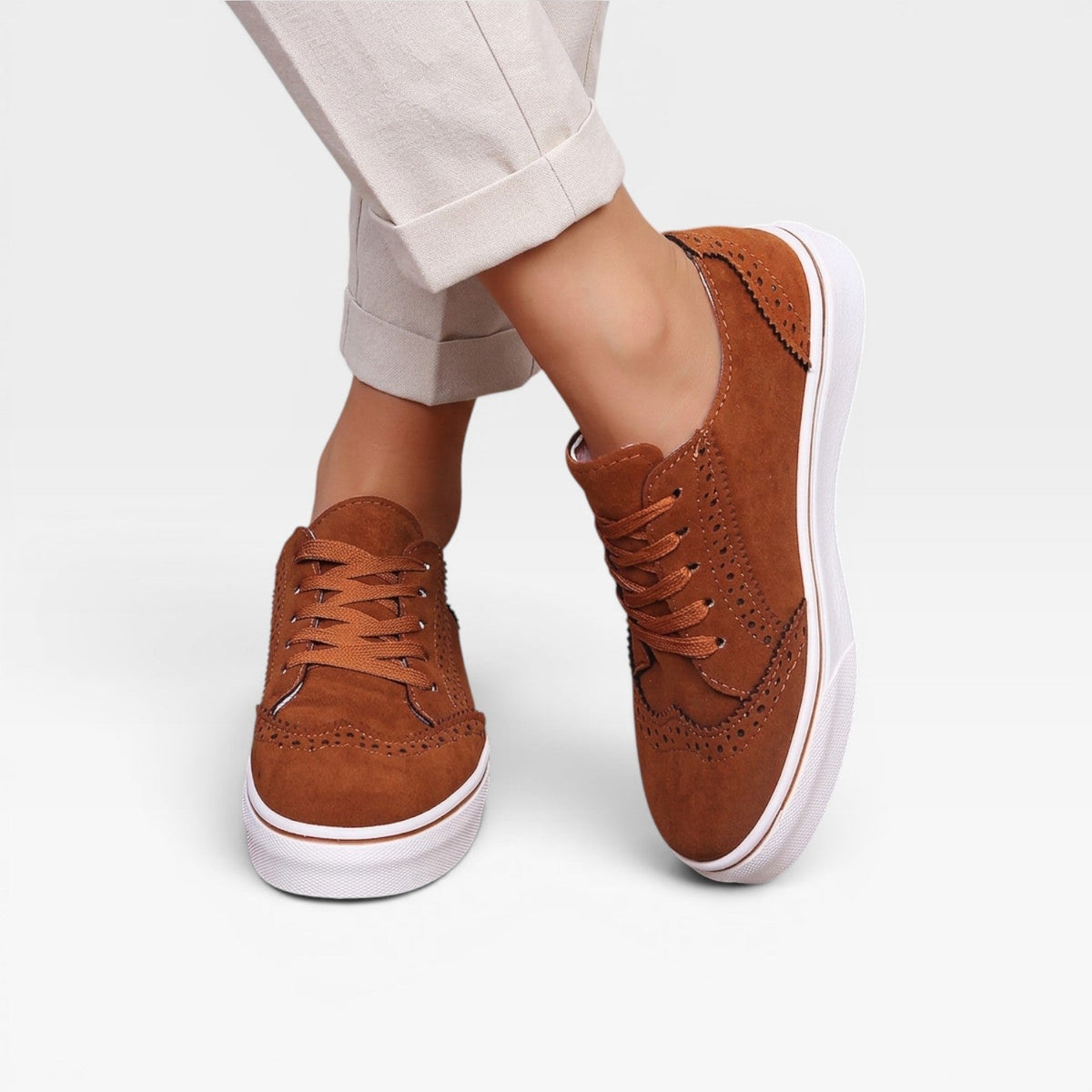 Suede Look Brogue Trainers, Lace Up Platform Shoes