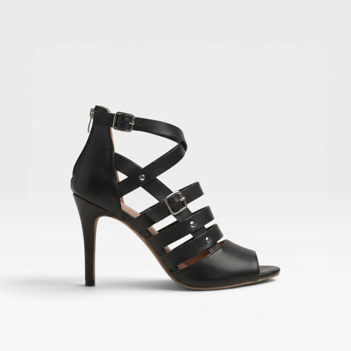 Gladiator Stiletto Sandals, Studded Leather Open Toe