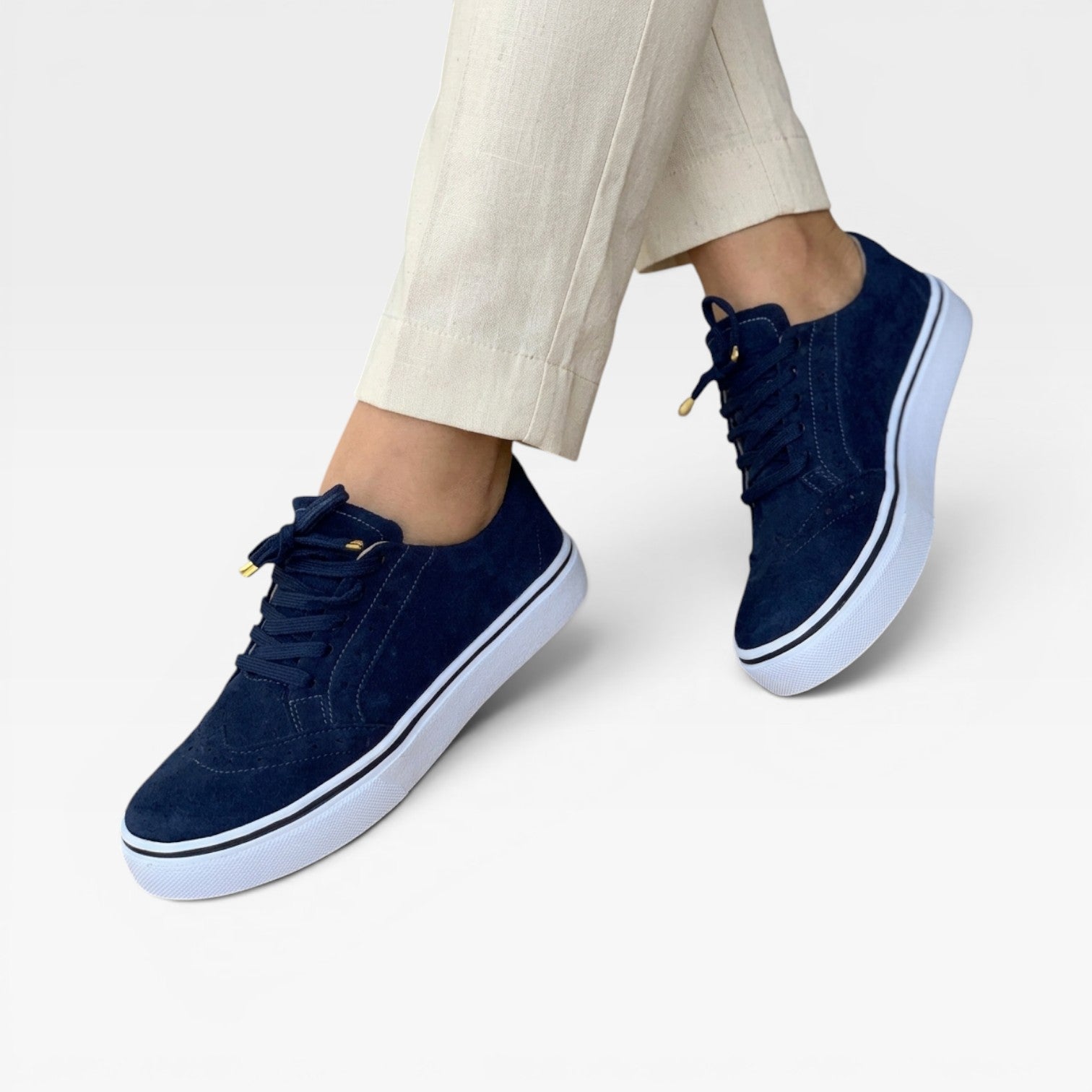 Suede Look Brogue Trainers, Lace Up Platform Shoes
