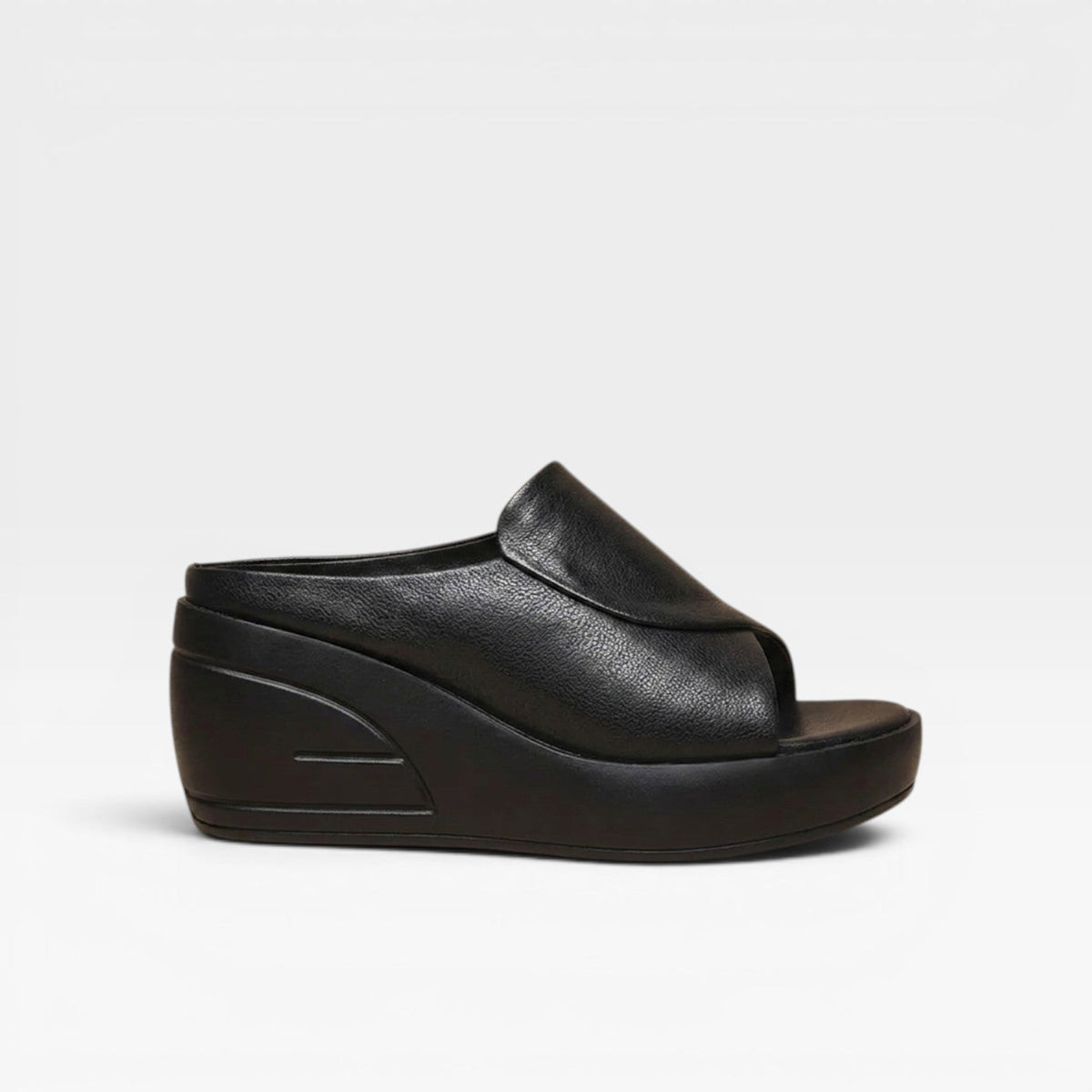 Leather Wedge Mules, Open Toe Slip On Platform Sandal