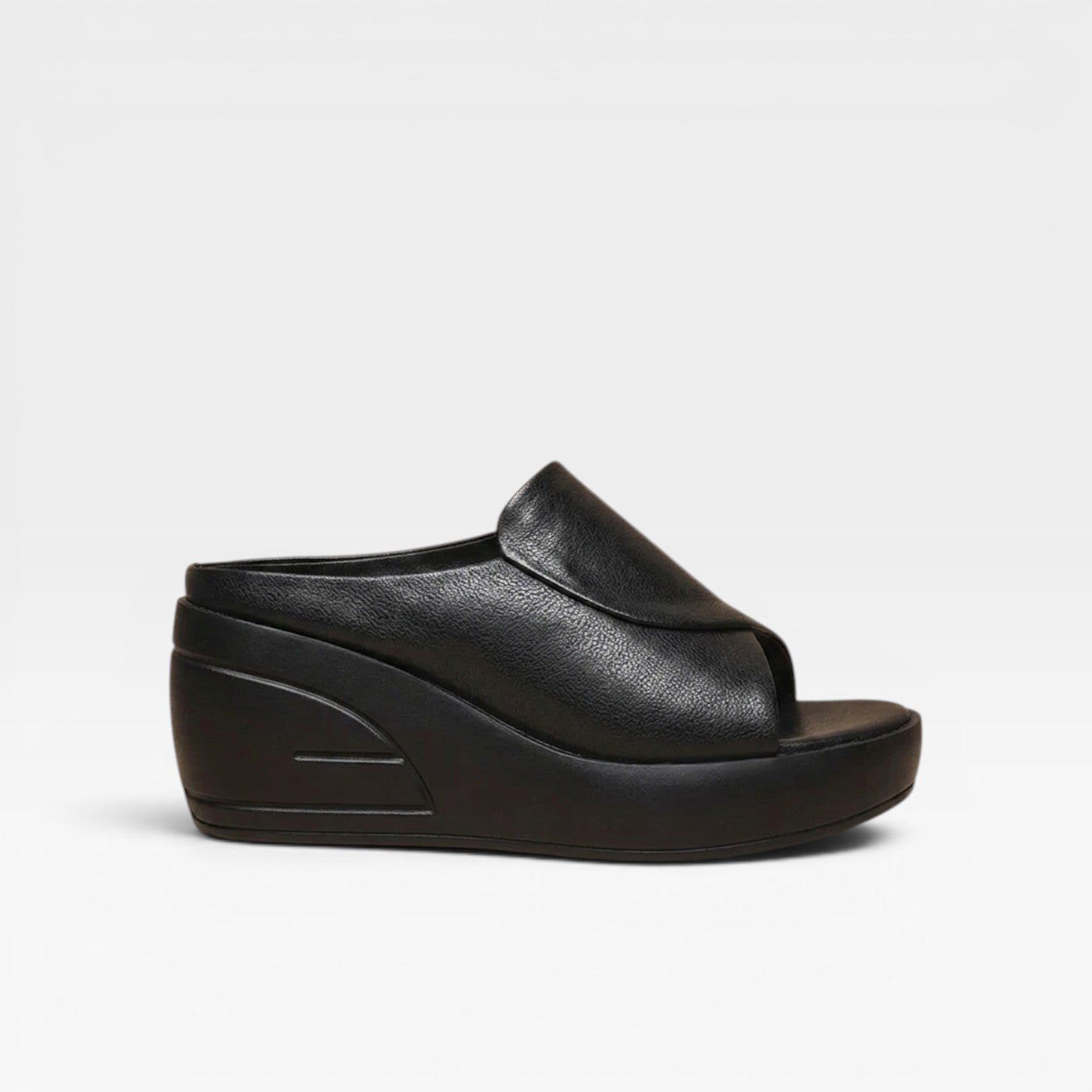 Leather Wedge Mules, Open Toe Slip On Platform Sandal