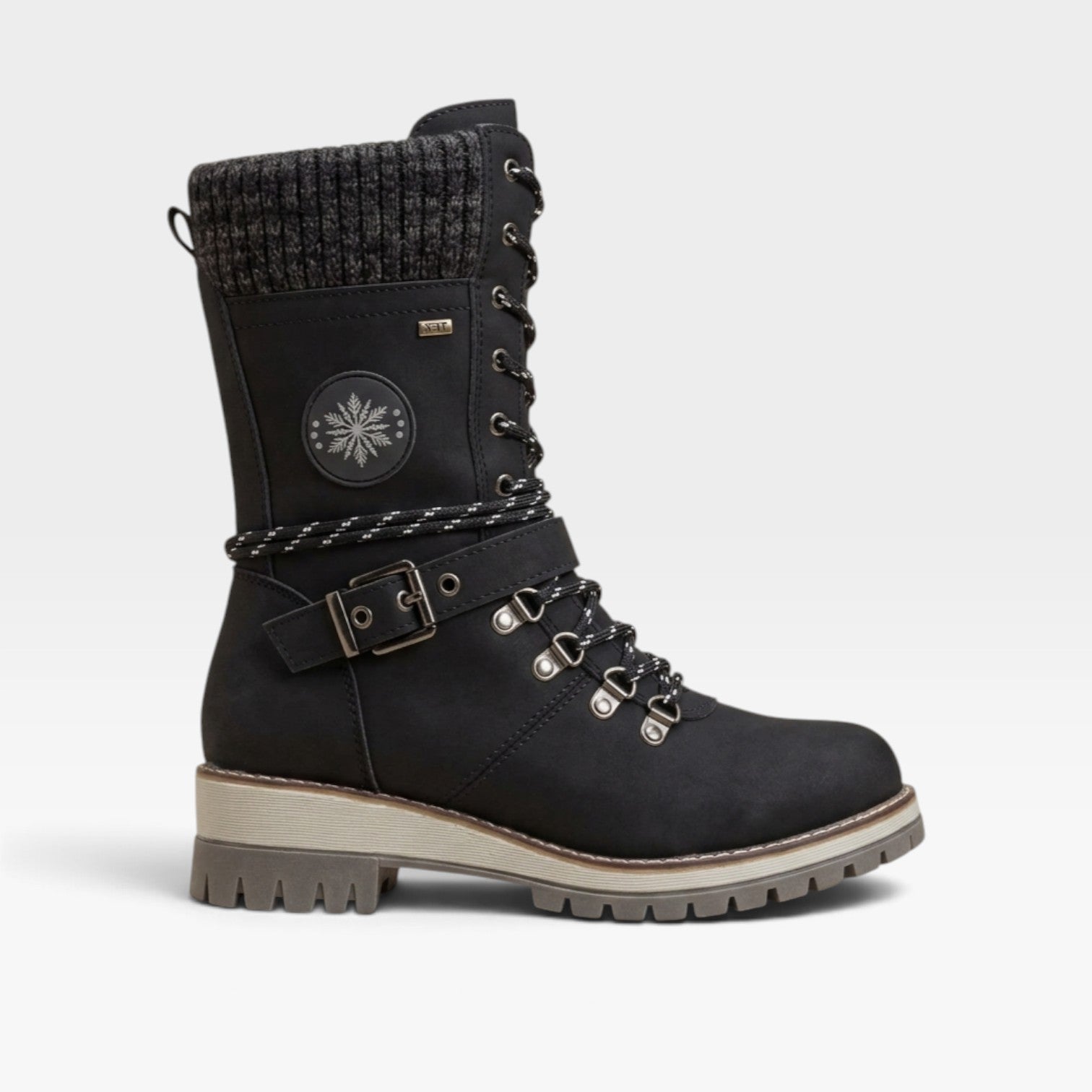 Snow Boots with Knit Cuff, Water Resistant Lugged Sole