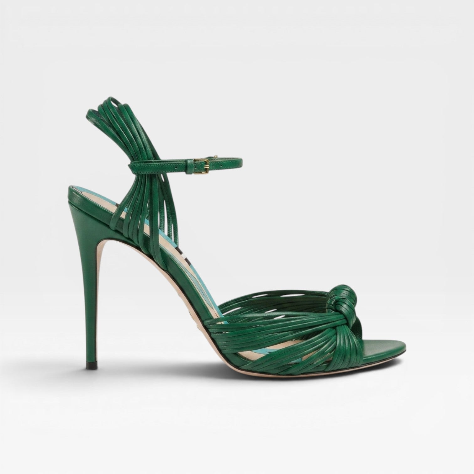 Knotted Strap Stiletto Sandals, Leather Evening Heels