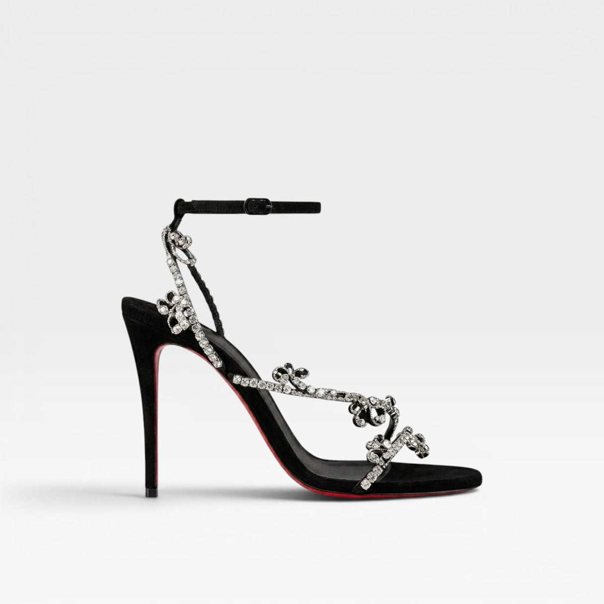 Crystal Embellished Strappy Sandals, Stiletto Heels