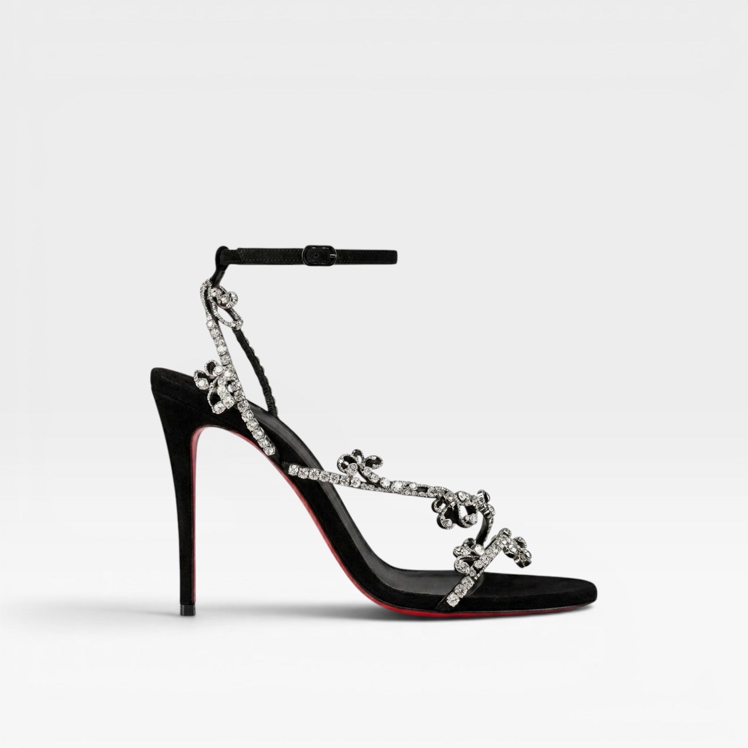 Crystal Embellished Strappy Sandals, Stiletto Heels