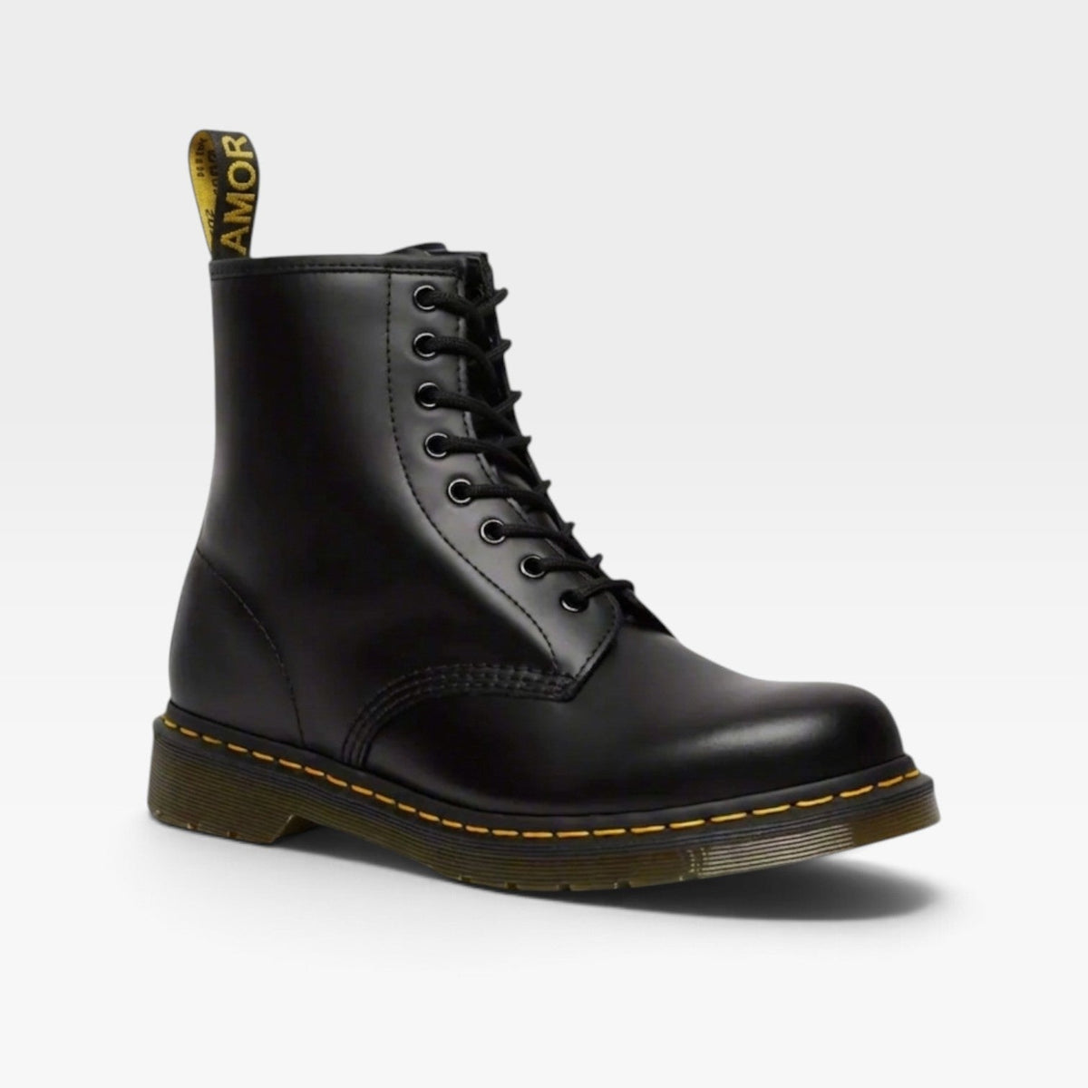 Leather Combat Boots, 8 Eye Lace Up Chunky Round Toe