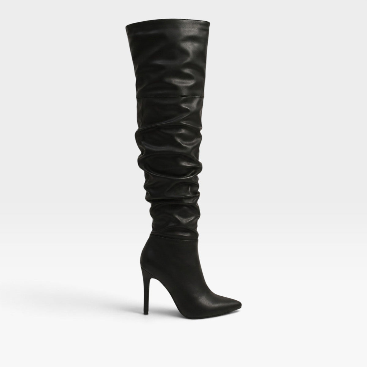 Over The Knee Stiletto Boots, Ruched Shaft Pointed Toe