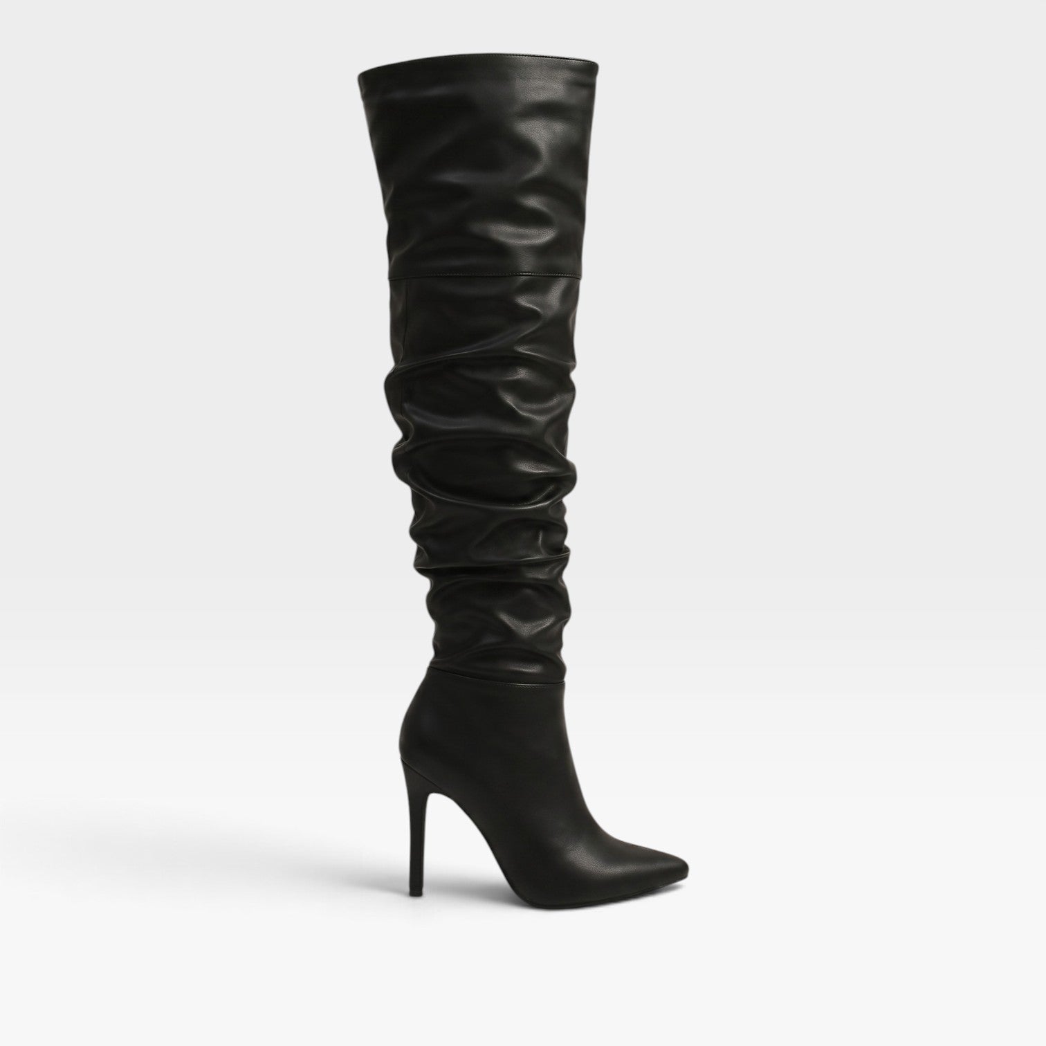 Over The Knee Stiletto Boots, Ruched Shaft Pointed Toe