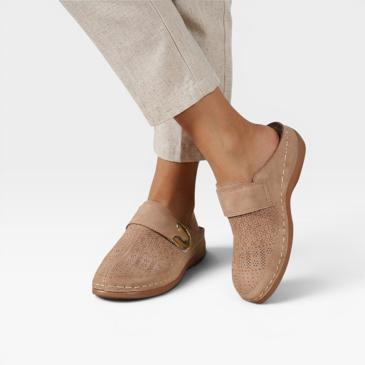 Leather Look Mules, Closed Toe Open Back Flat Shoes