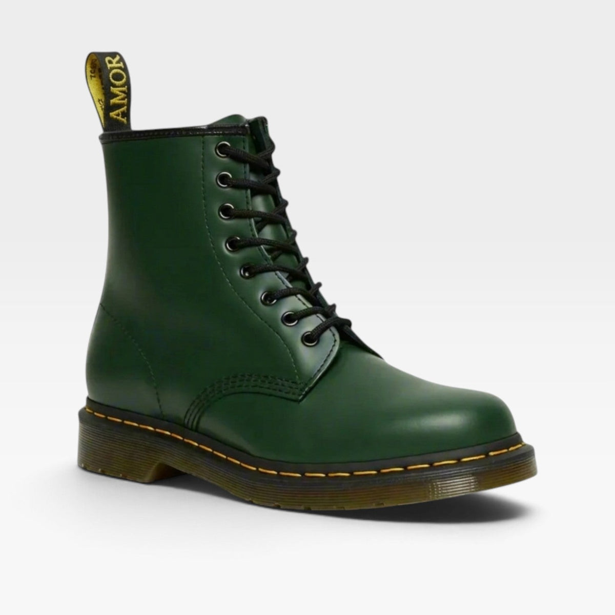 Leather Combat Boots, 8 Eye Lace Up Chunky Round Toe