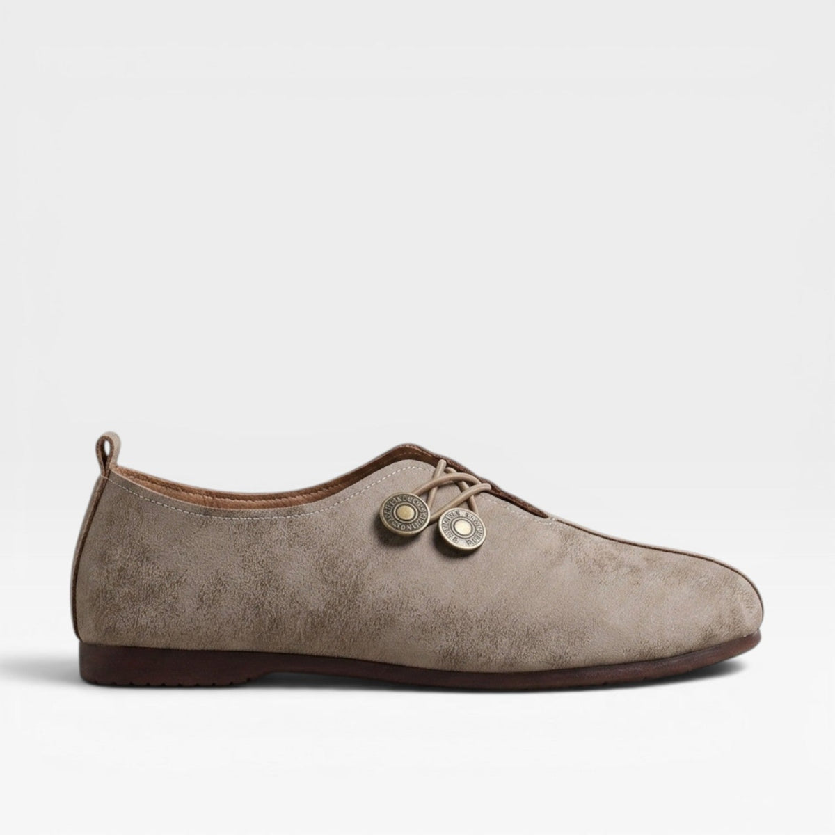 Vintage Button Loafers, Soft Round Toe Slip On Flats