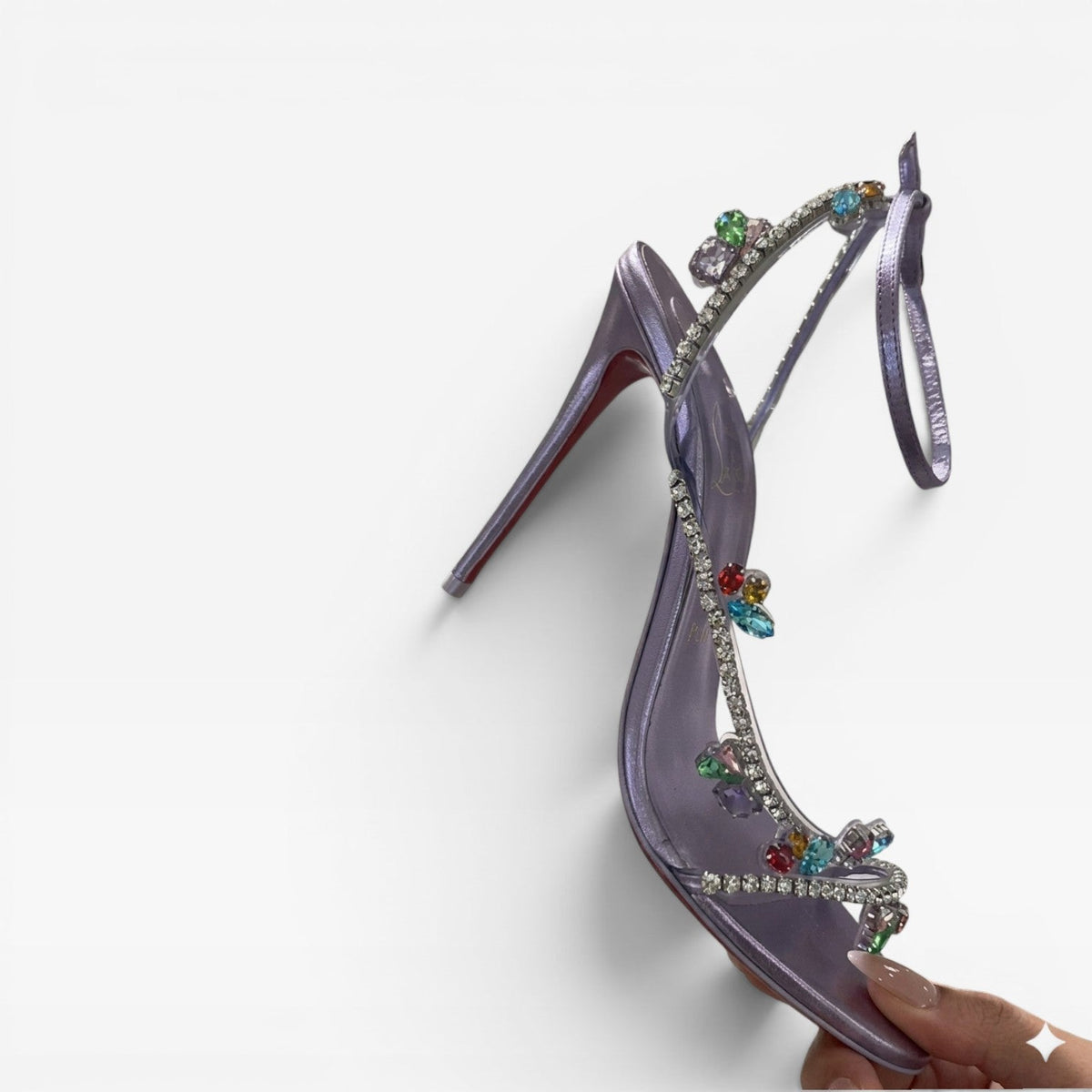 Crystal Embellished Strappy Sandals, Stiletto Heels