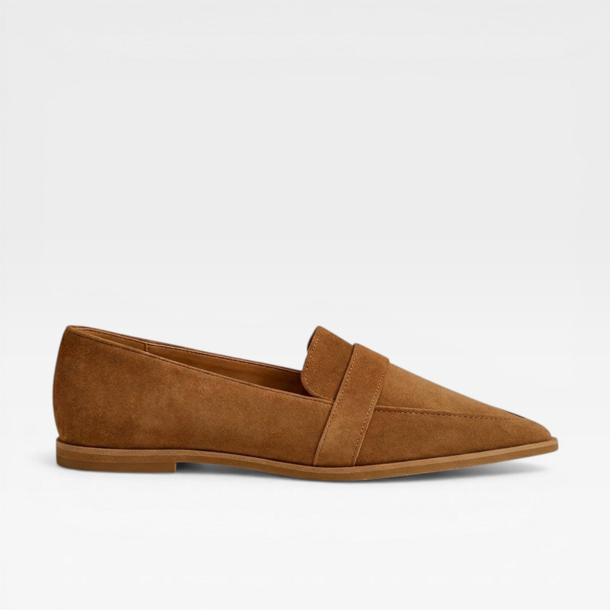 Pointed Toe Suede Loafers, Flat Slip On Dress Shoes