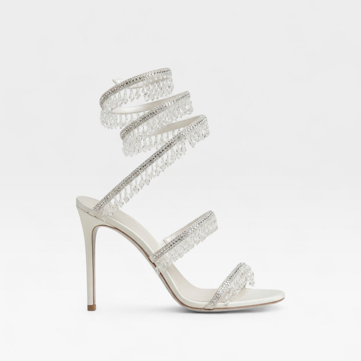 Crystal Strappy Heeled Sandals, Hand Sewn Party Shoes