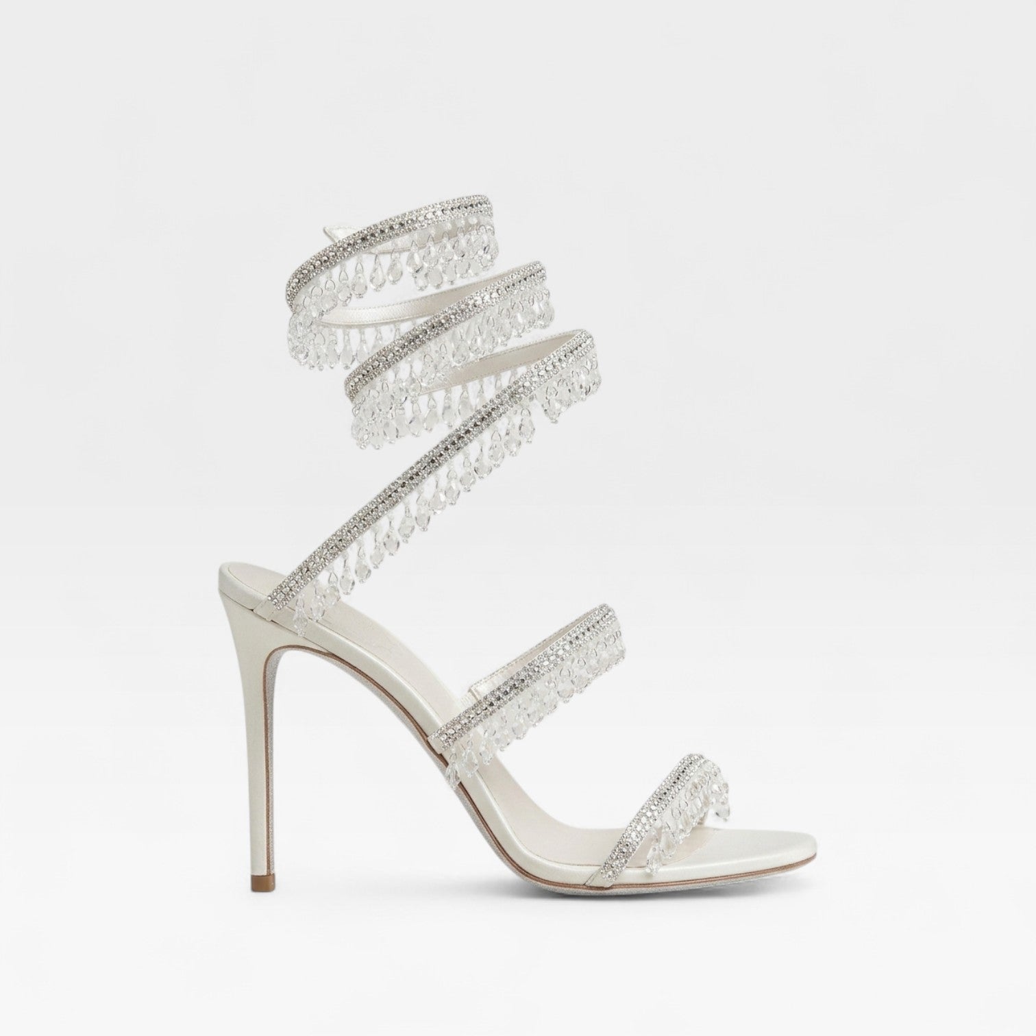 Crystal Strappy Heeled Sandals, Hand Sewn Party Shoes