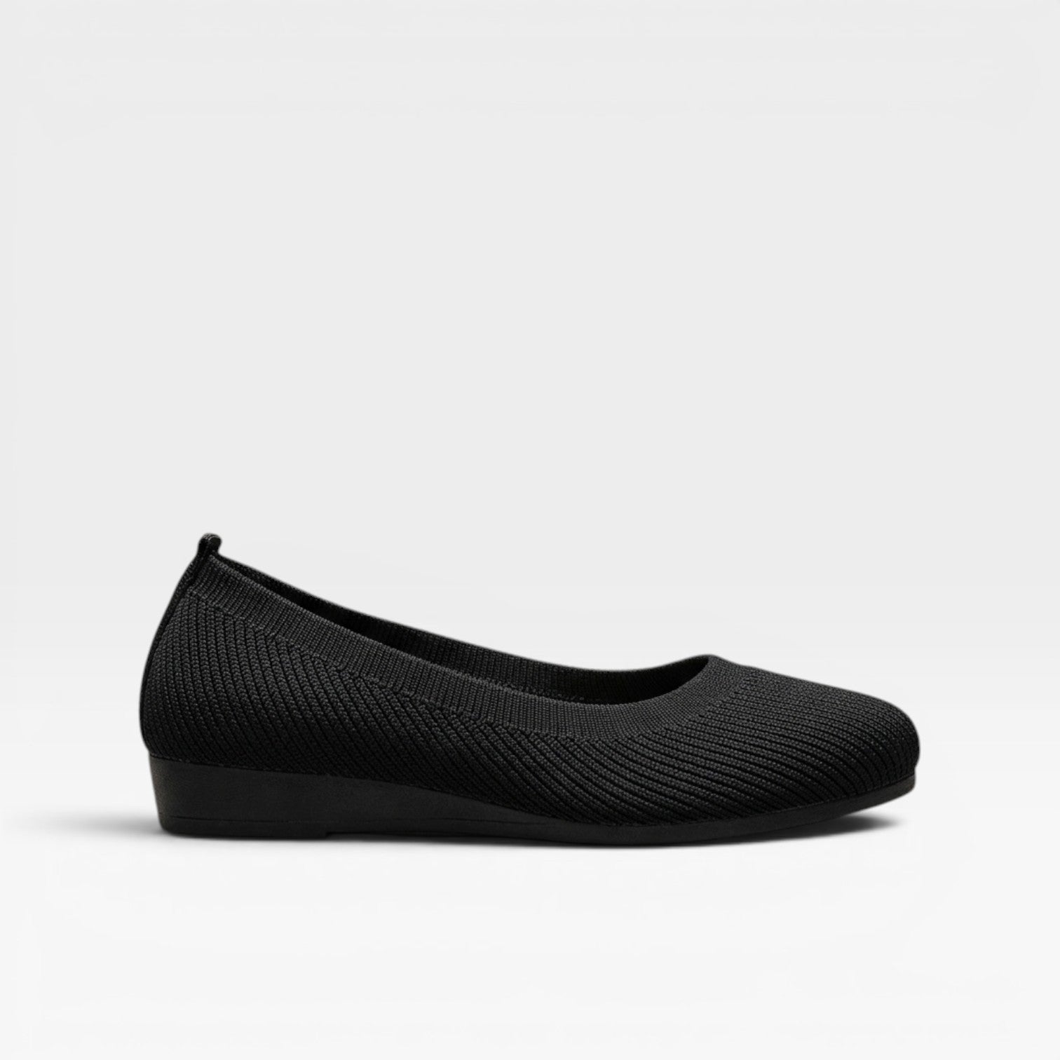 Knit Ballet Flats, Cushioned Round Toe Slip On Shoes