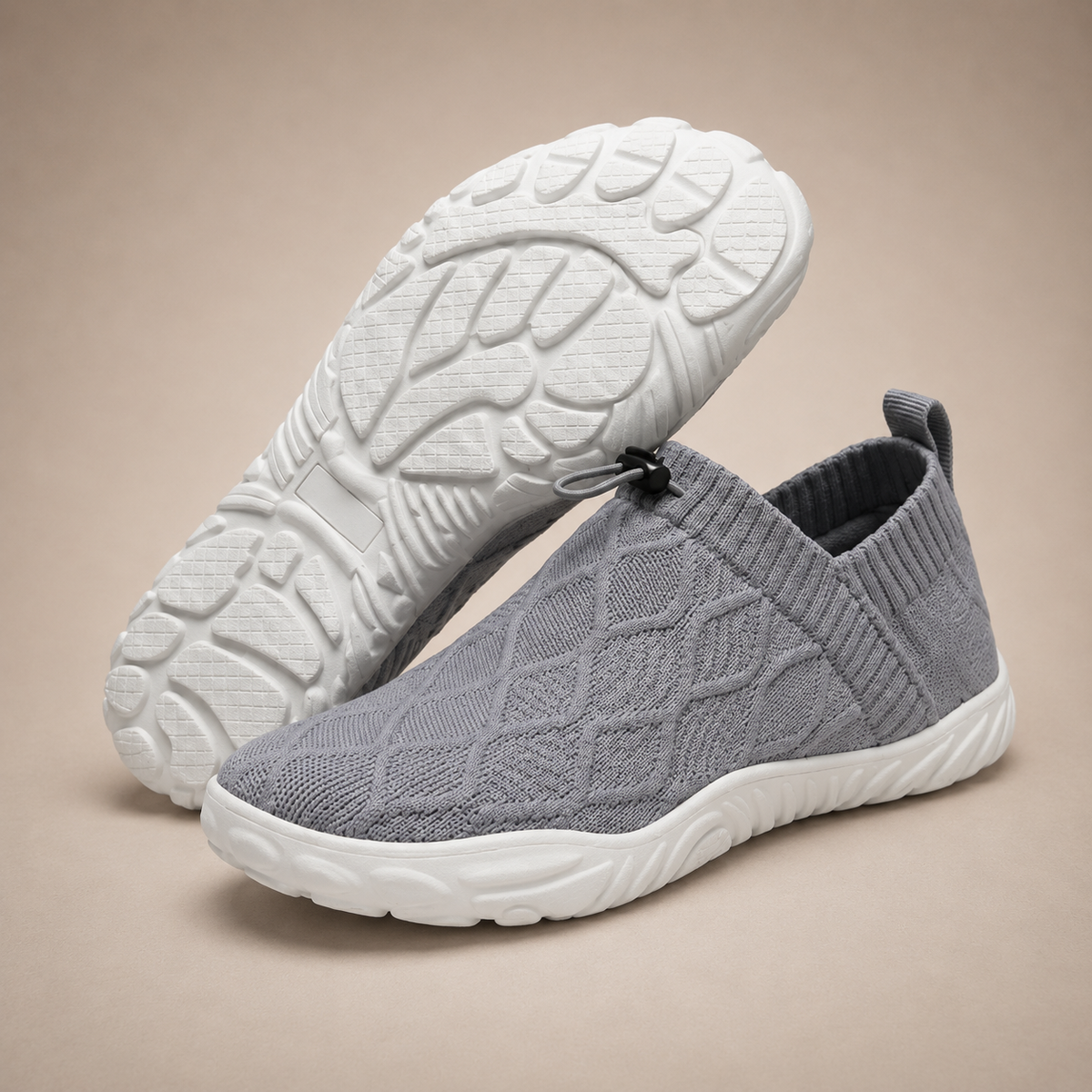 Knit Slip On Sneakers, Cushioned Bungee Lace Trainers