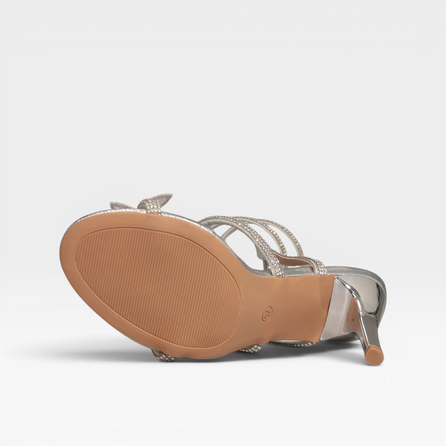 Crystal Butterfly Spiral Sandals, Open Toe Stilettos