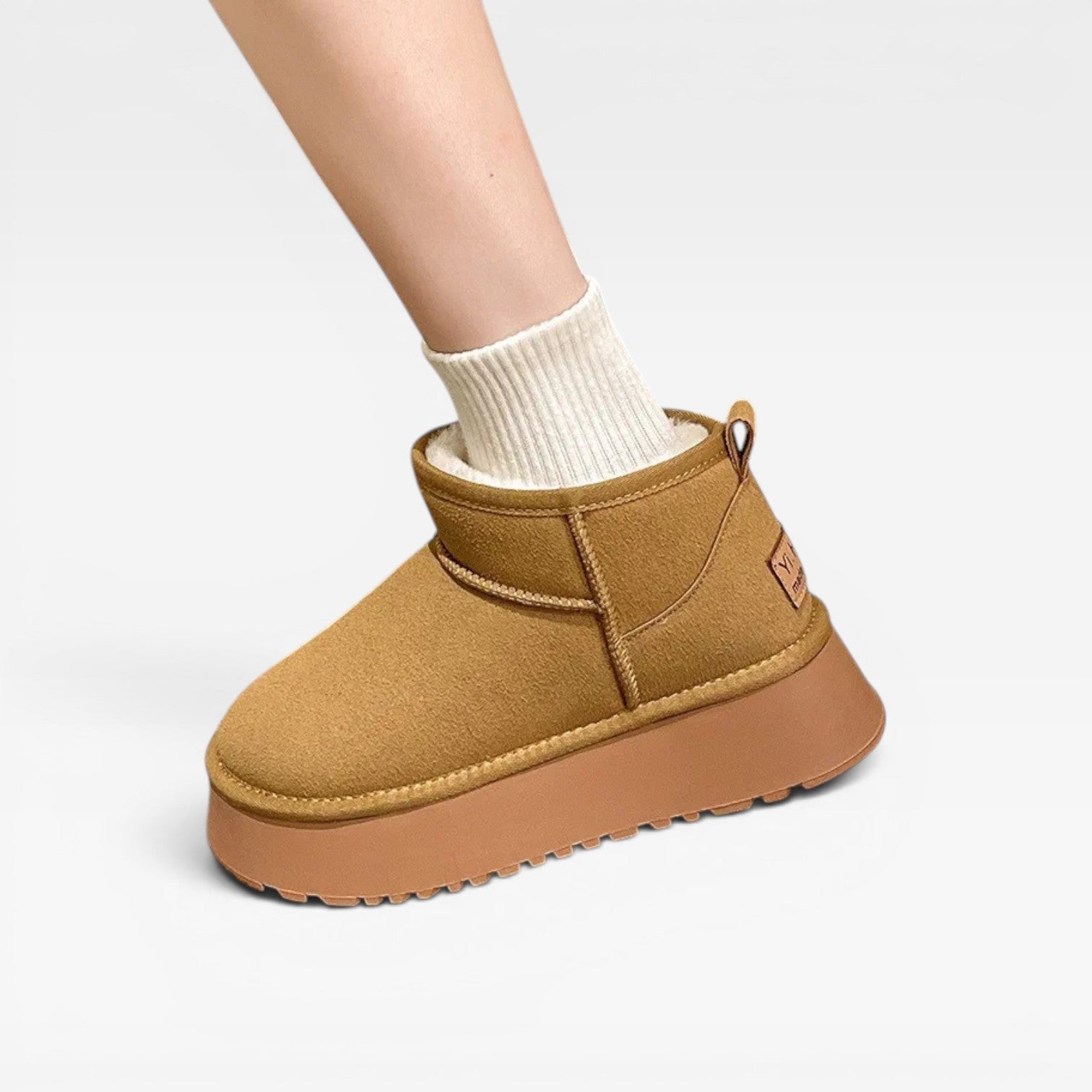 Shearling Platform Ankle Boots, Soft Suede Mini Fit