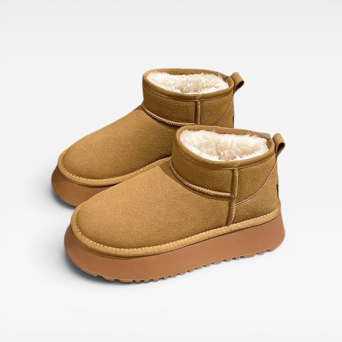 Shearling Platform Ankle Boots, Soft Suede Mini Fit