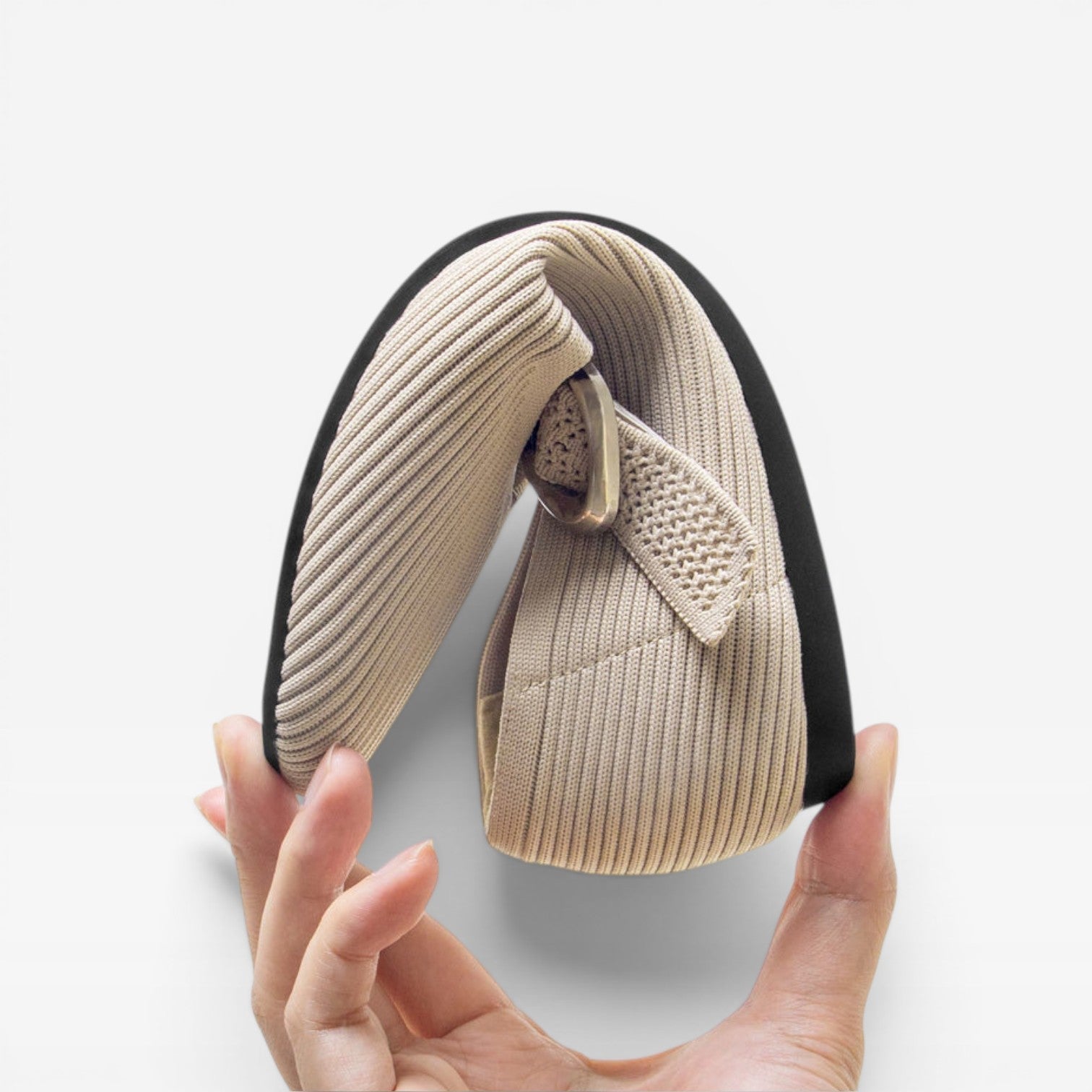 Knit Mary Jane Flats, Square Toe Buckle Strap Shoes