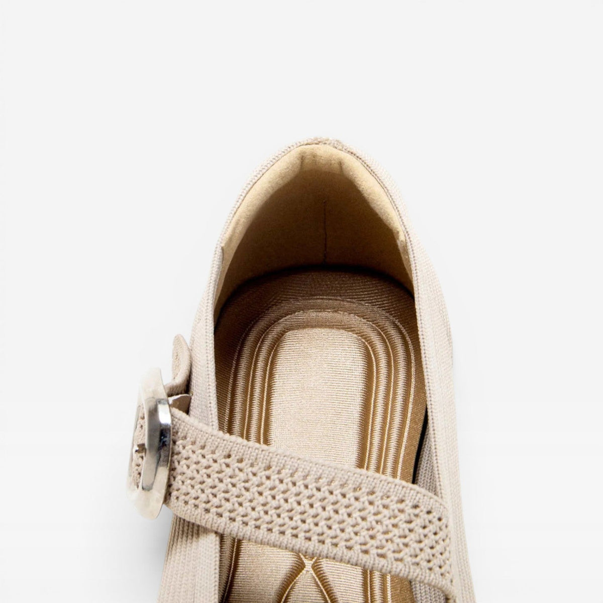 Knit Mary Jane Flats, Square Toe Buckle Strap Shoes