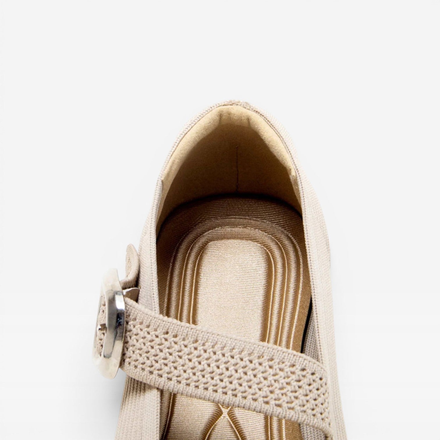 Knit Mary Jane Flats, Square Toe Buckle Strap Shoes