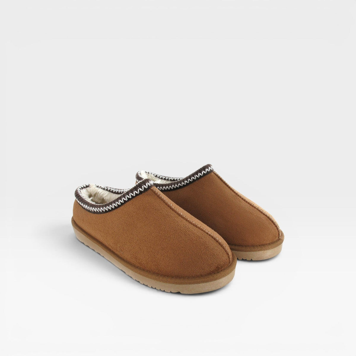 Faux Fur Lined Clogs, Suede Slip On Mules with Grip