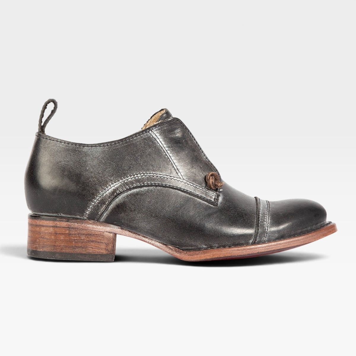 Leather Oxford Shoes, Knotted Lace Detail Flat Black