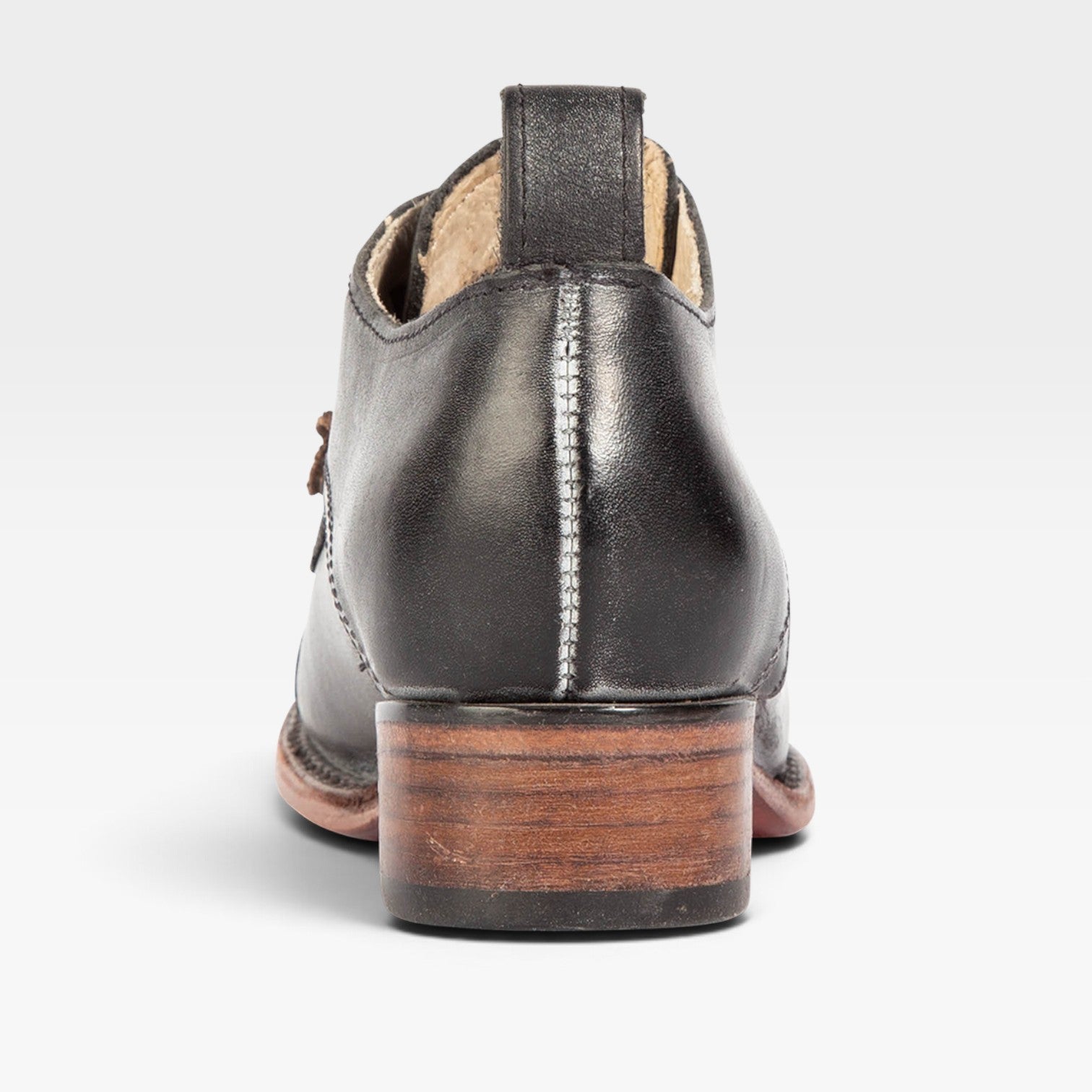 Leather Oxford Shoes, Knotted Lace Detail Flat Black