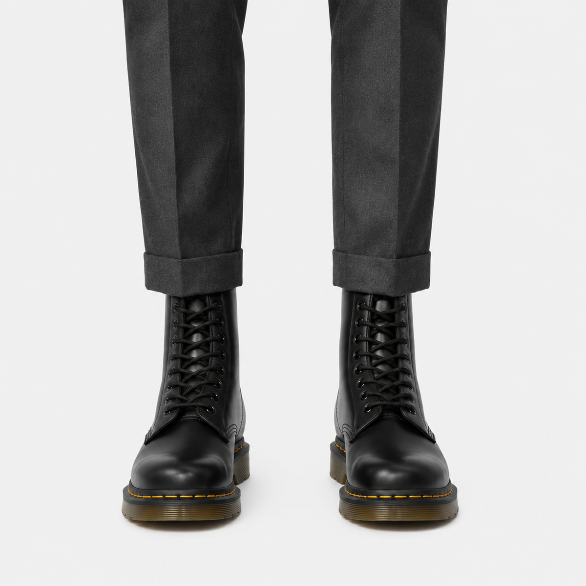 Lace Up Combat Boots, Durable Leather Look Ankle Pair