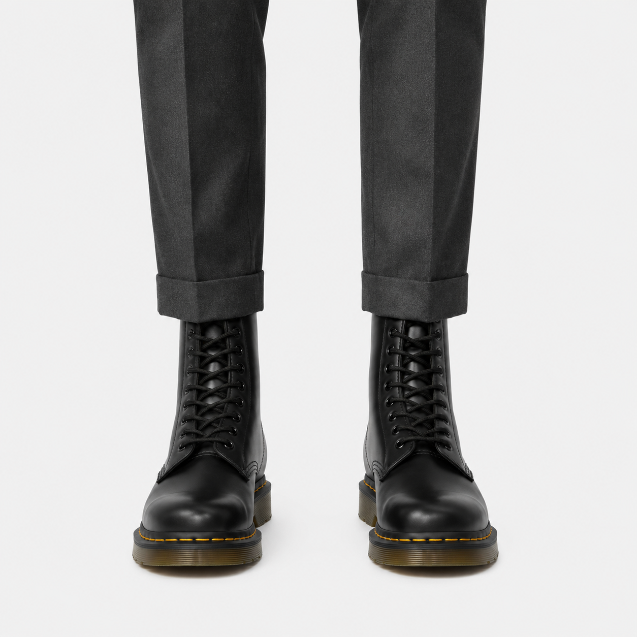 Lace Up Combat Boots, Durable Leather Look Ankle Pair