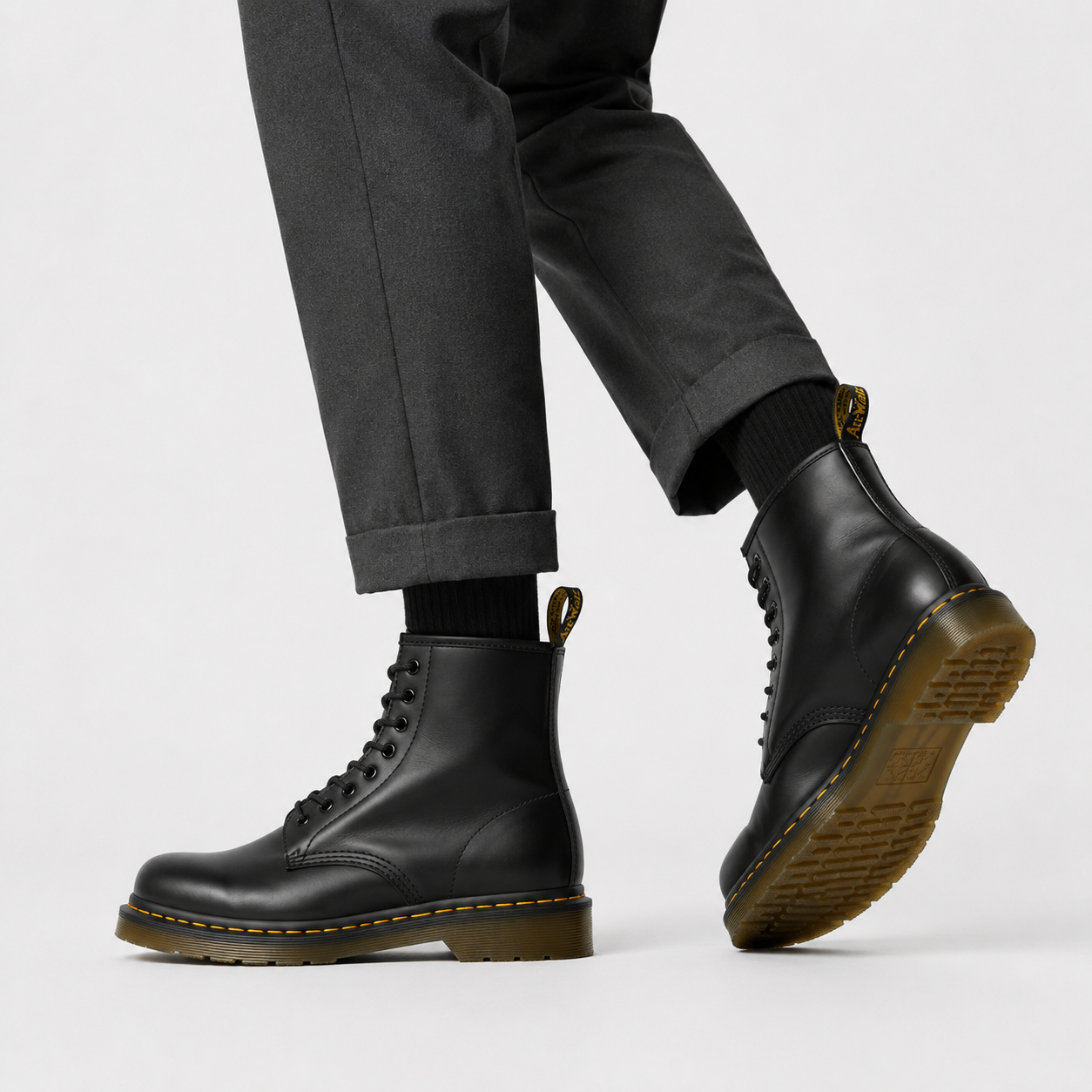 Lace Up Combat Boots, Durable Leather Look Ankle Pair