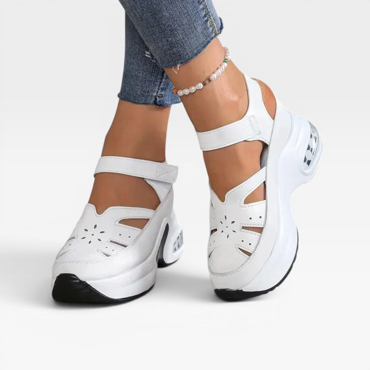 Closed Toe Platform Sandals, Cutout Walking Comfort