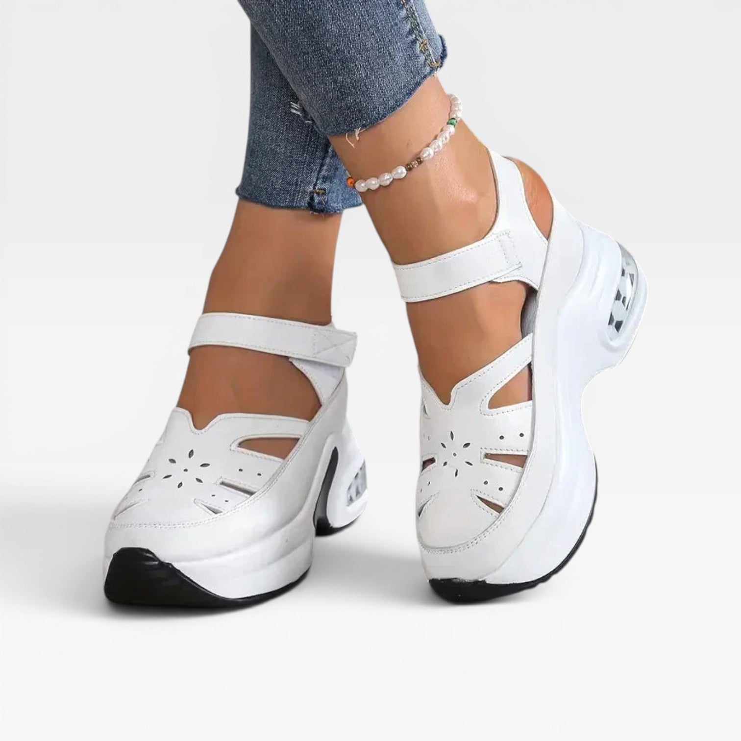 Closed Toe Platform Sandals, Cutout Walking Comfort