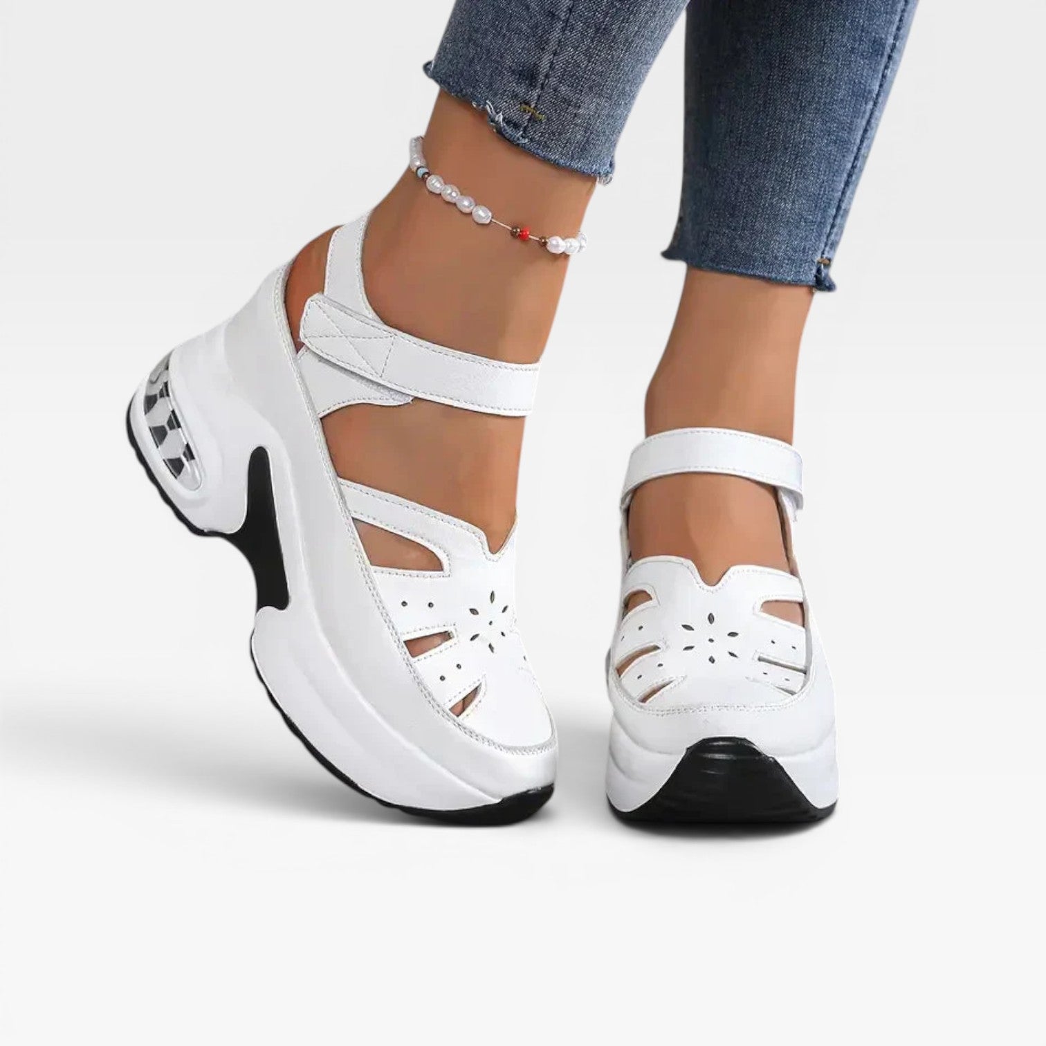 Closed Toe Platform Sandals, Cutout Walking Comfort
